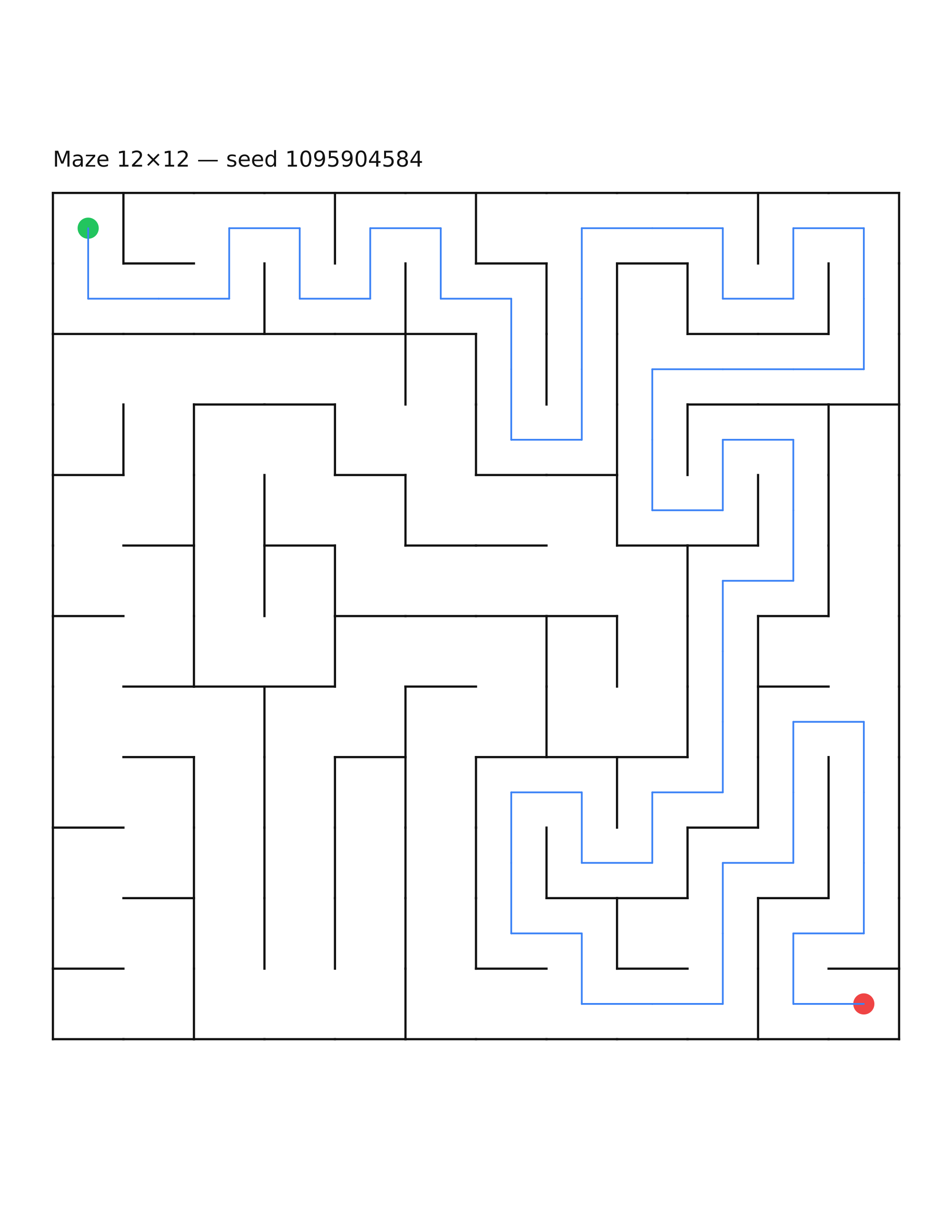 Maze 12×12 #15 — solution