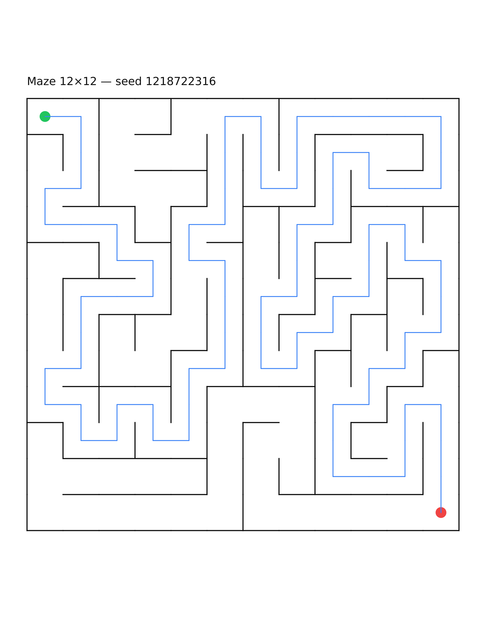 Maze 12×12 #15 — solution