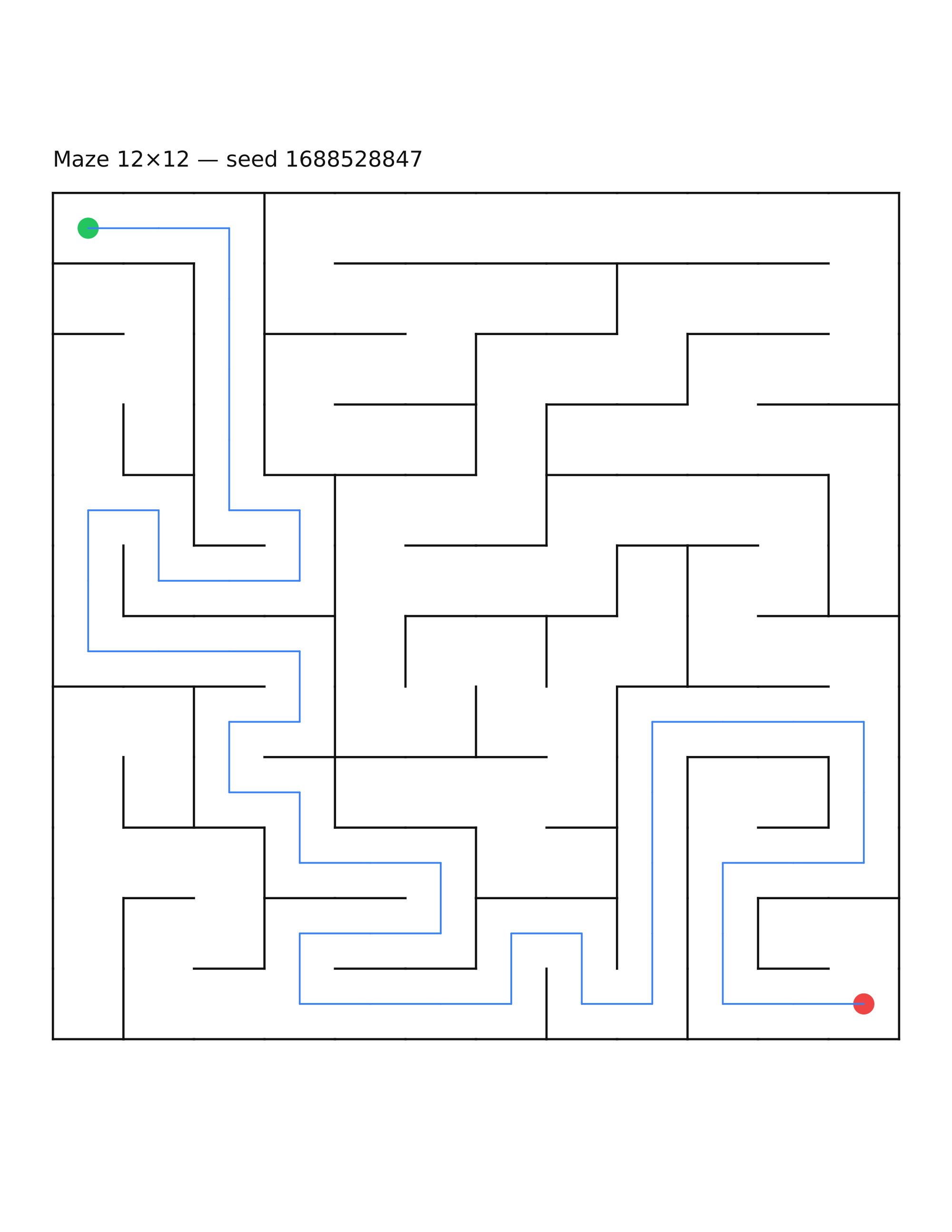 Maze 12×12 #15 — solution