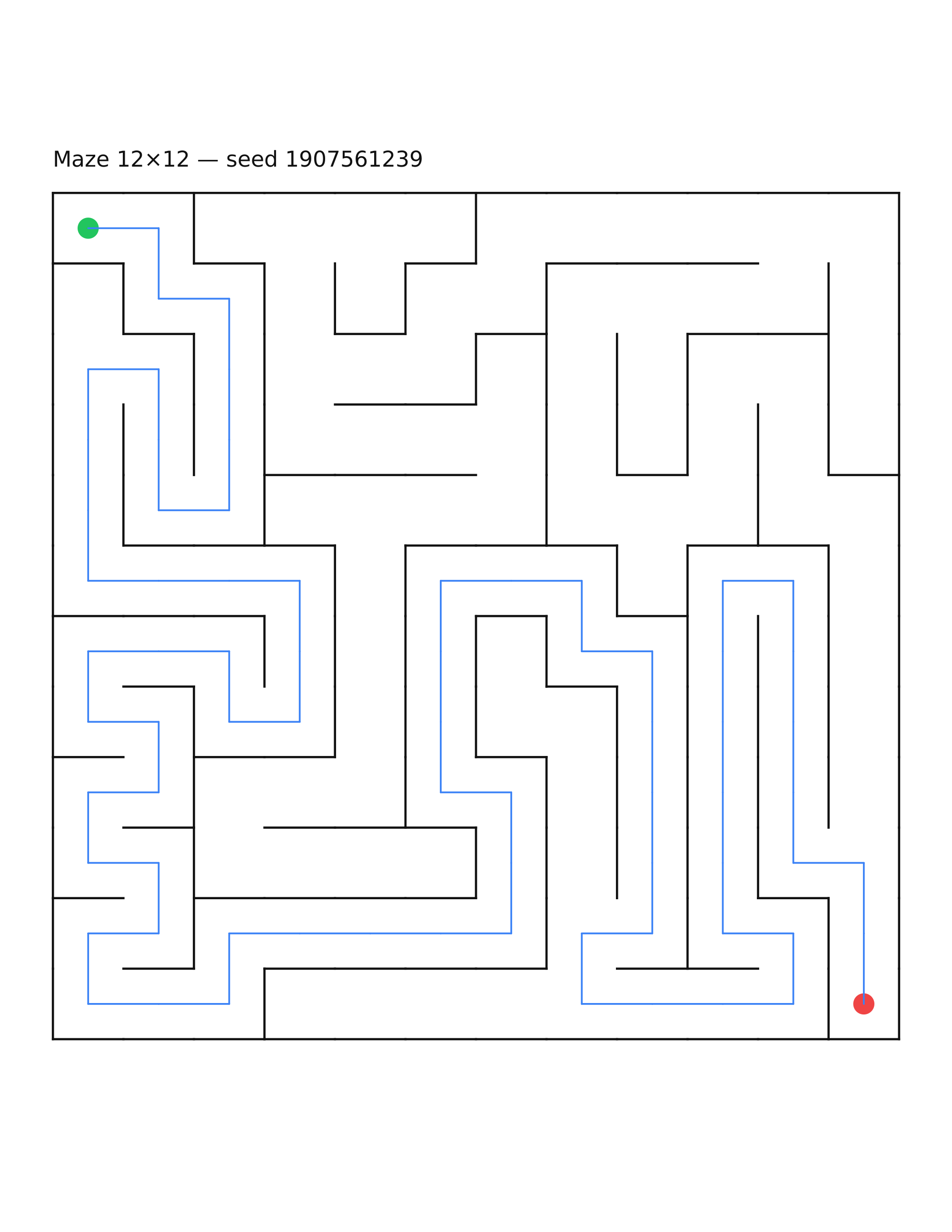 Maze 12×12 #18 — solution