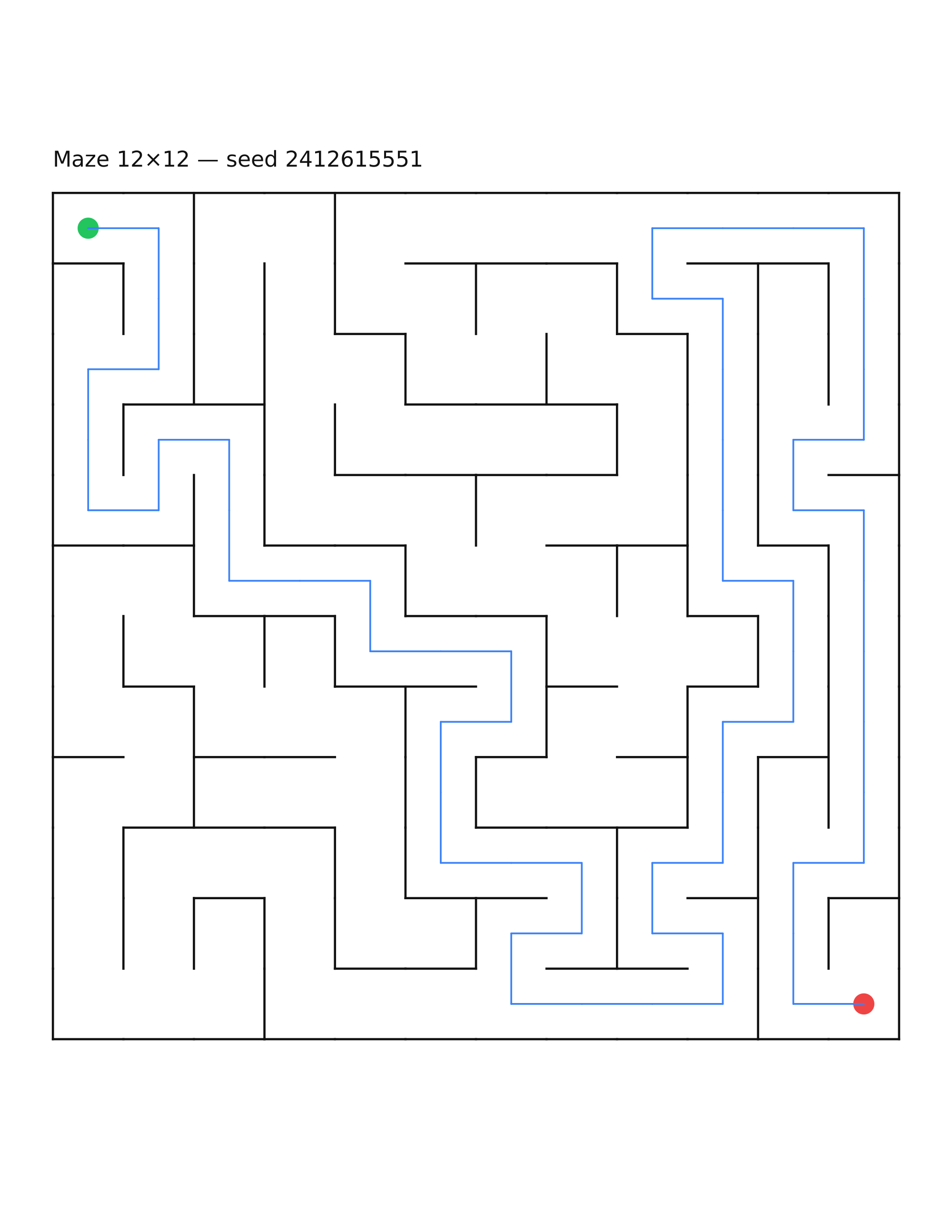 Maze 12×12 #18 — solution
