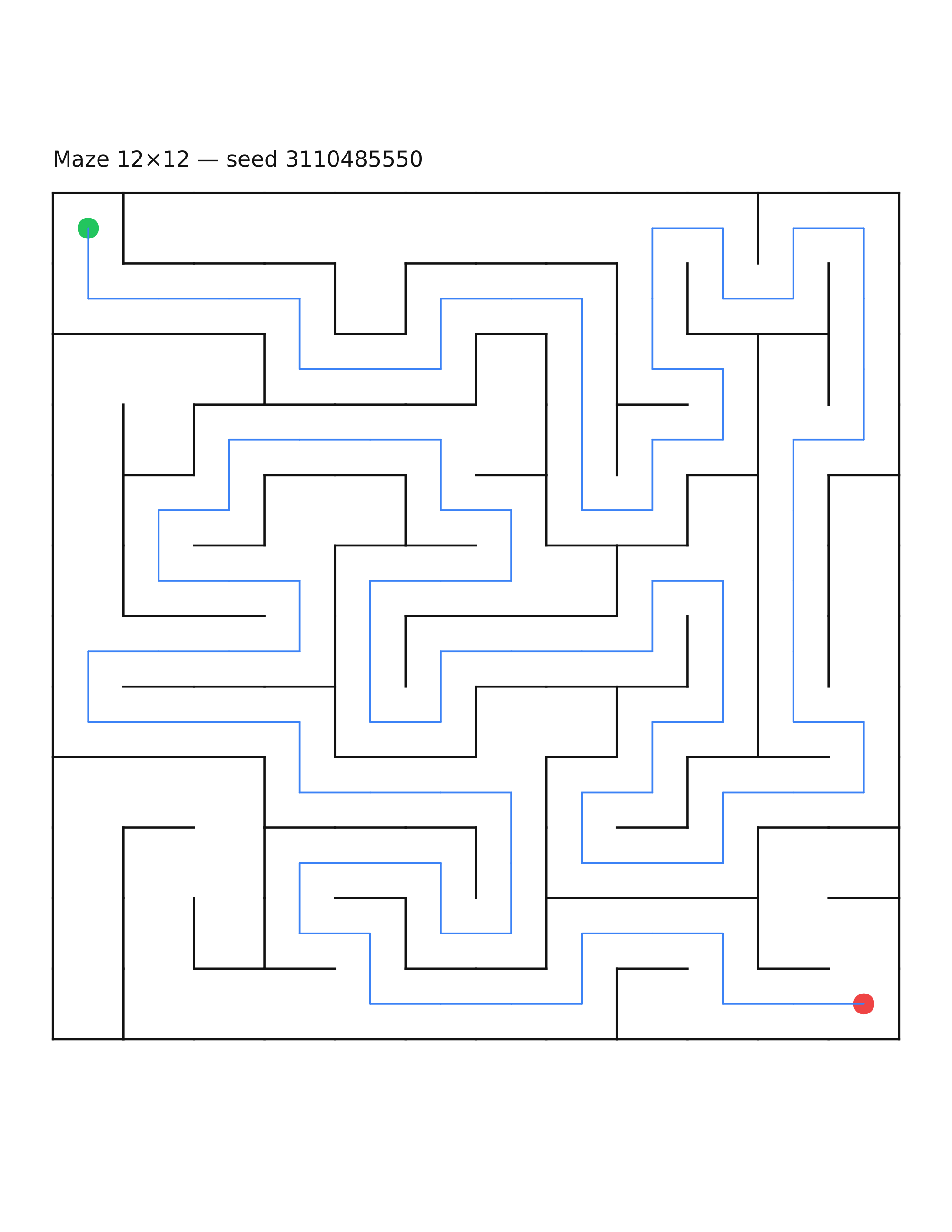 Maze 12×12 #6 — solution