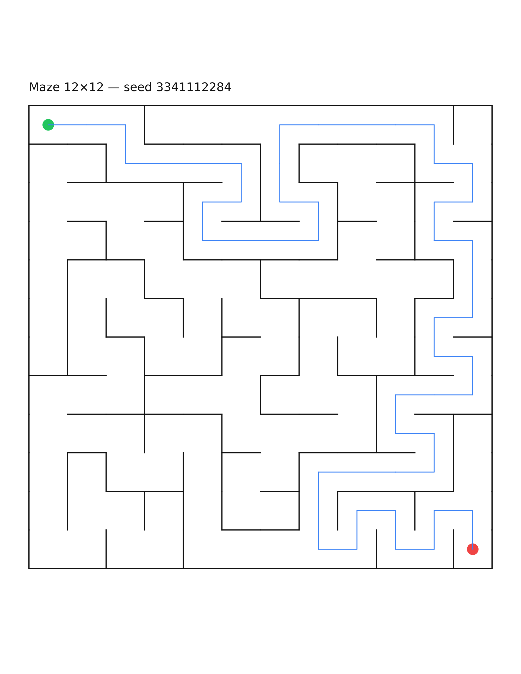 Maze 12×12 #15 — solution