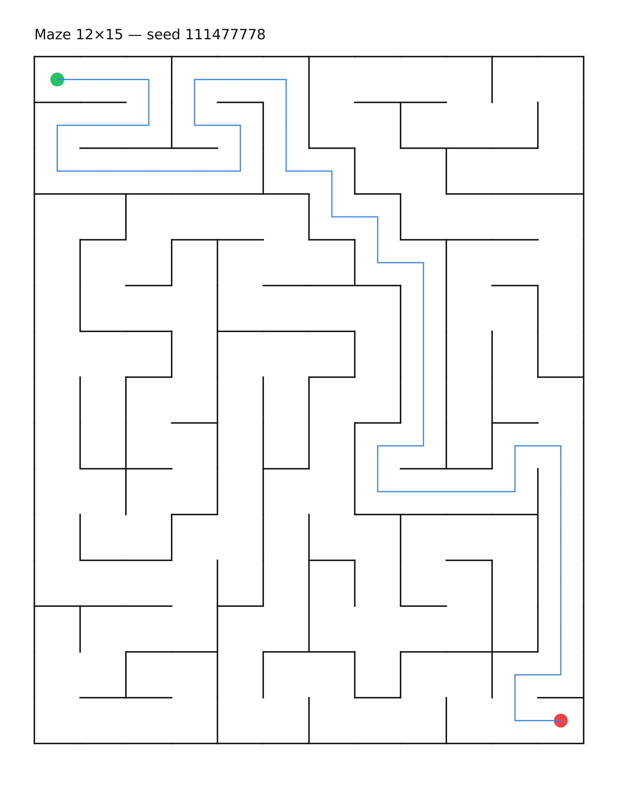 Maze 12×15 #20 — solution