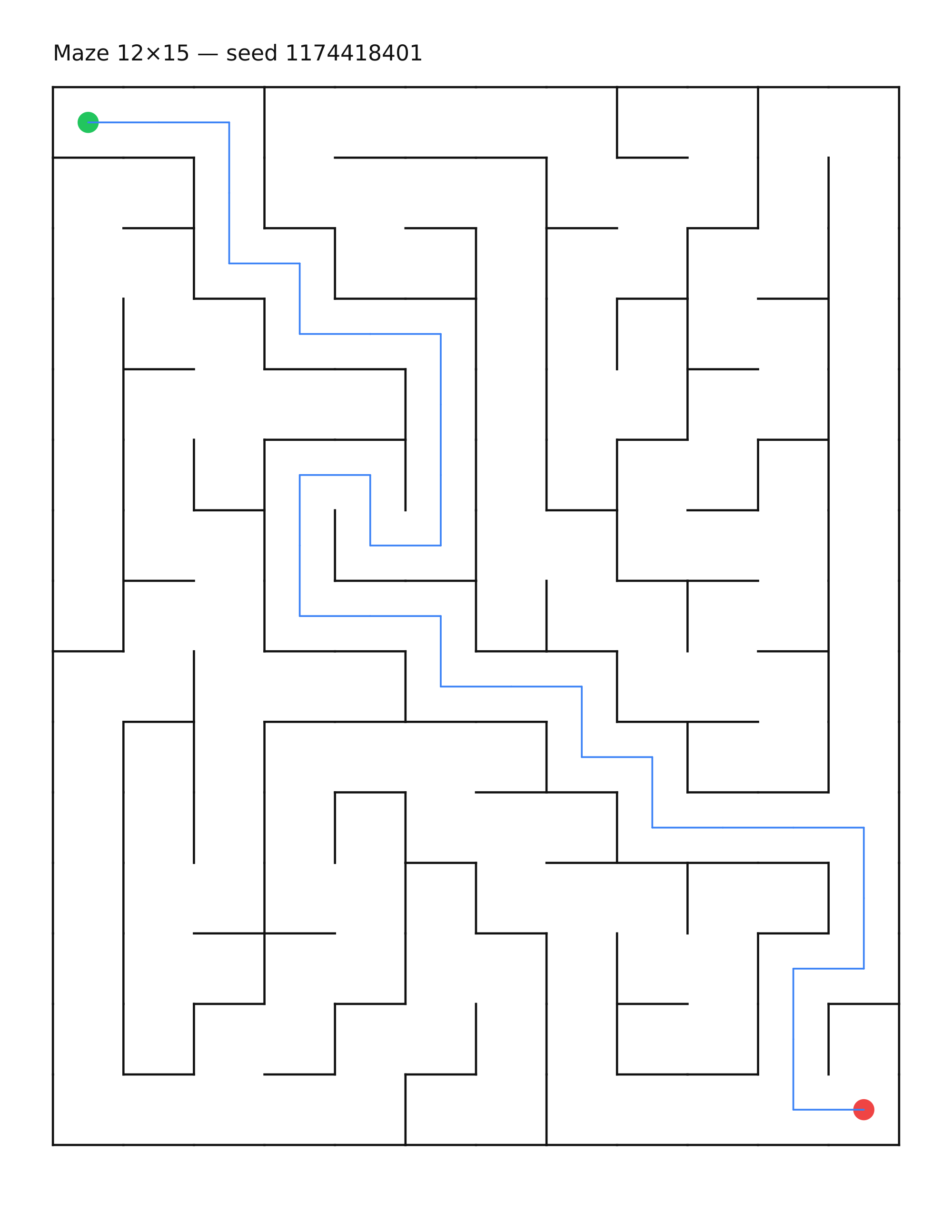 Maze 12×15 #23 — solution