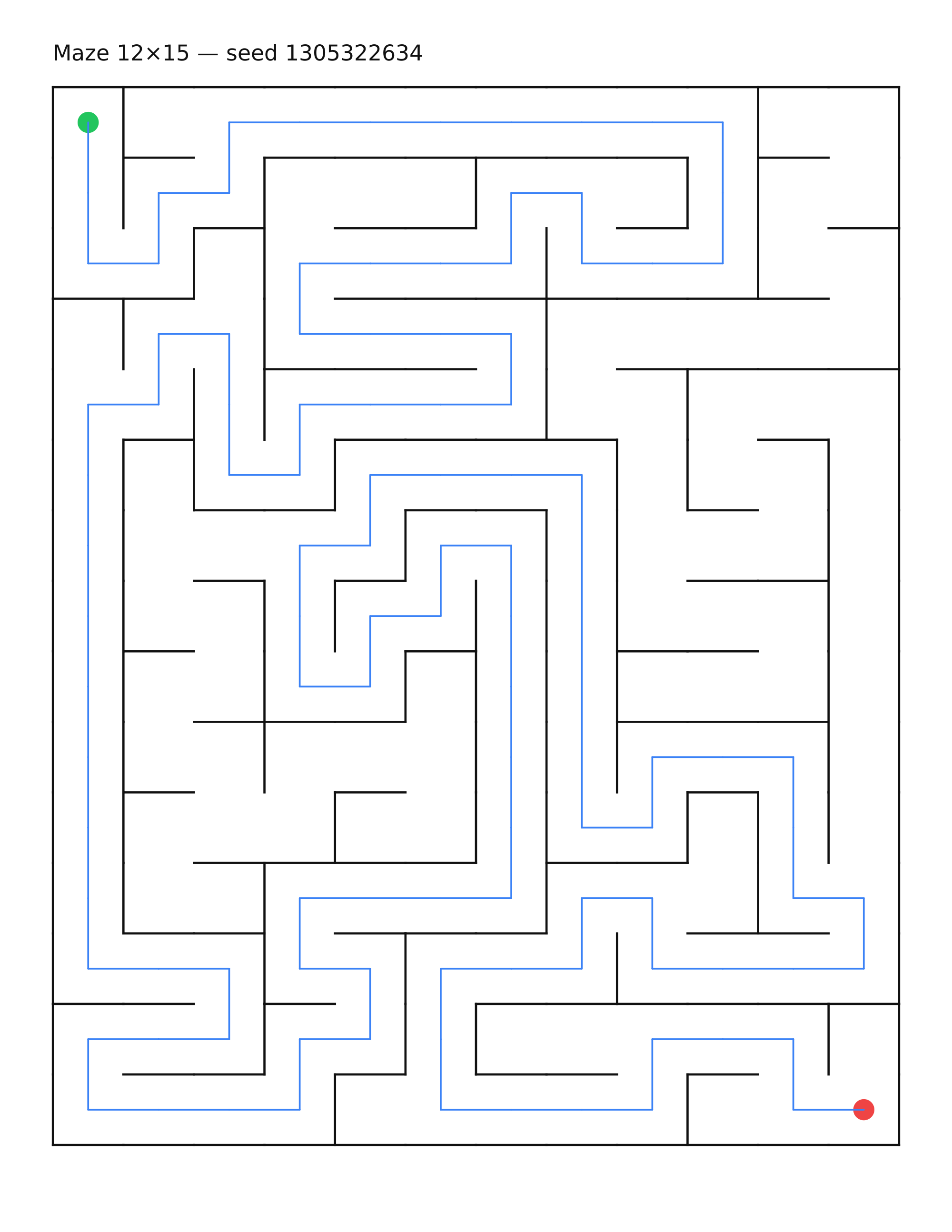 Maze 12×15 #30 — solution