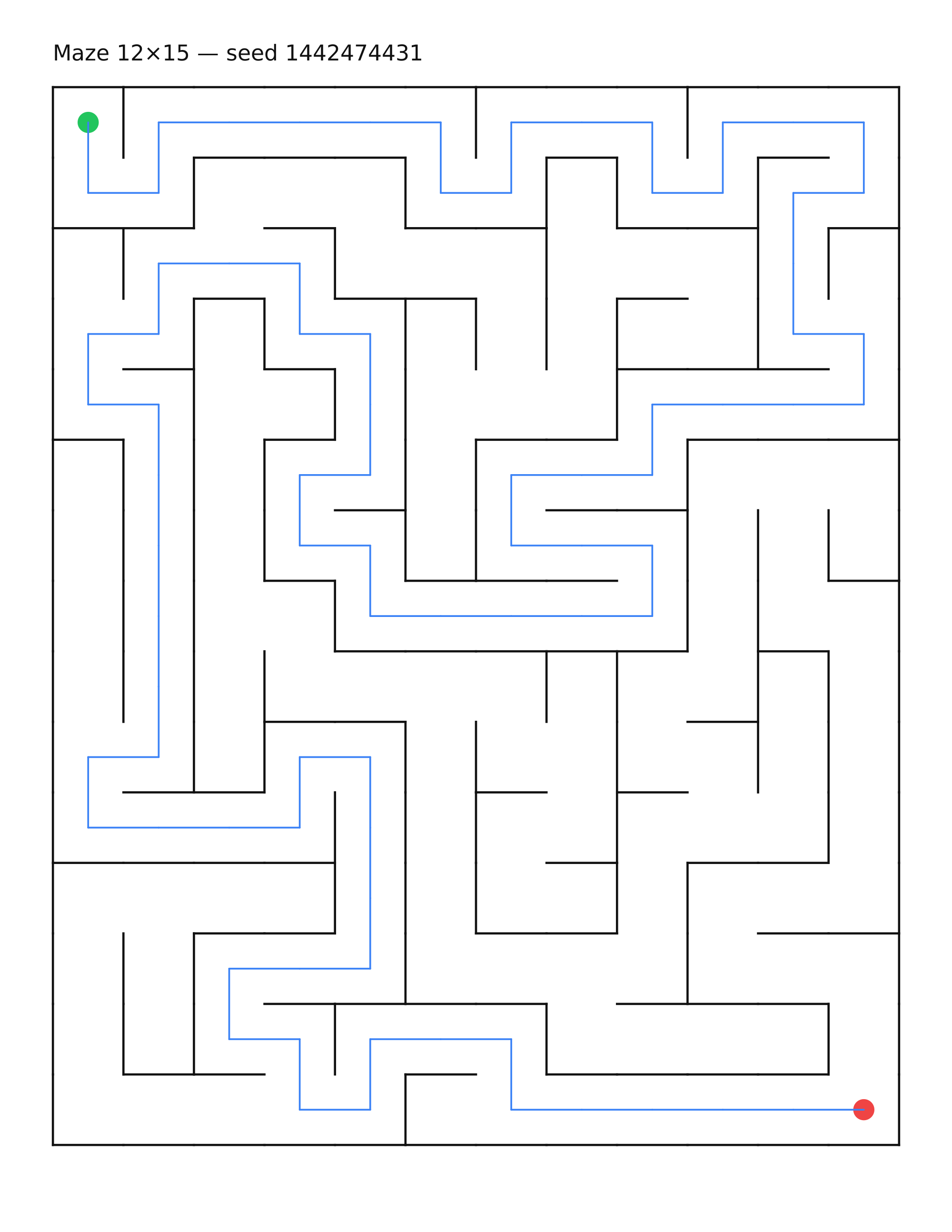 Maze 12×15 #24 — solution