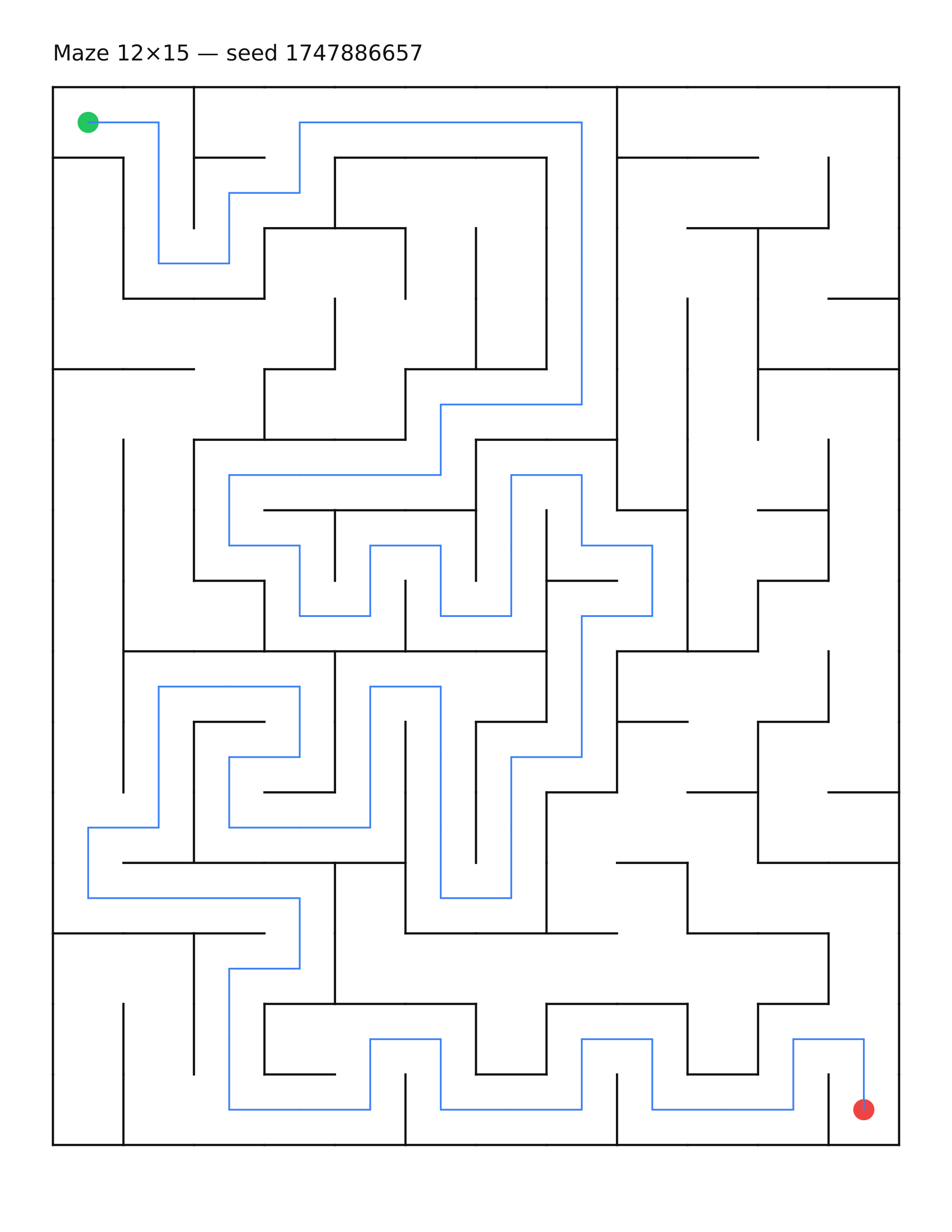 Maze 12×15 #26 — solution