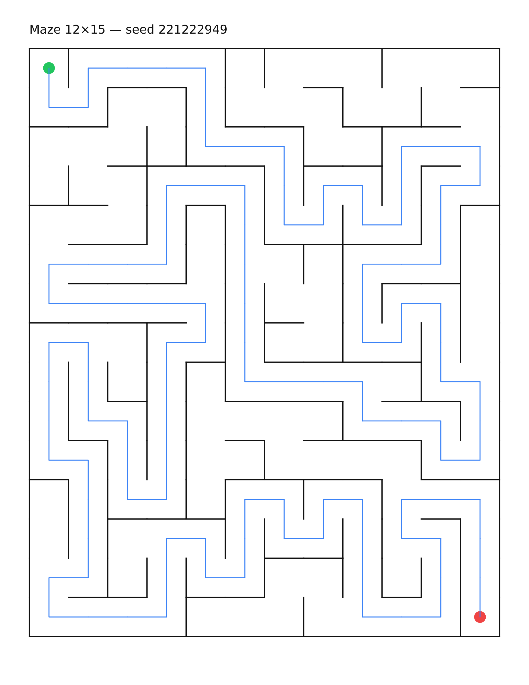 Maze 12×15 #11 — solution