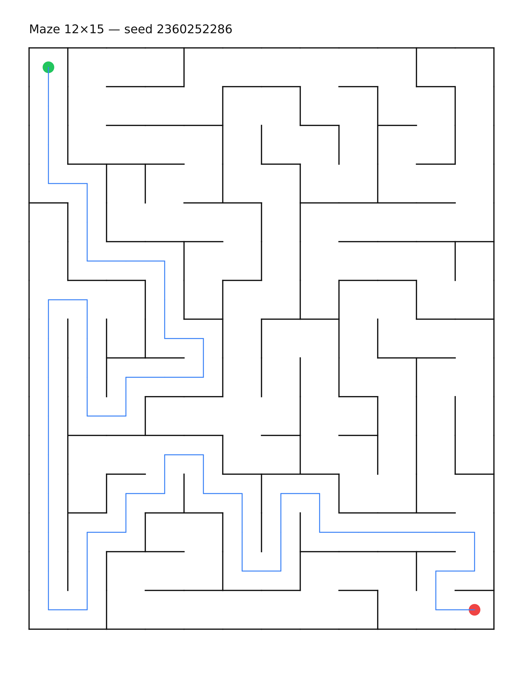 Maze 12×15 #27 — solution