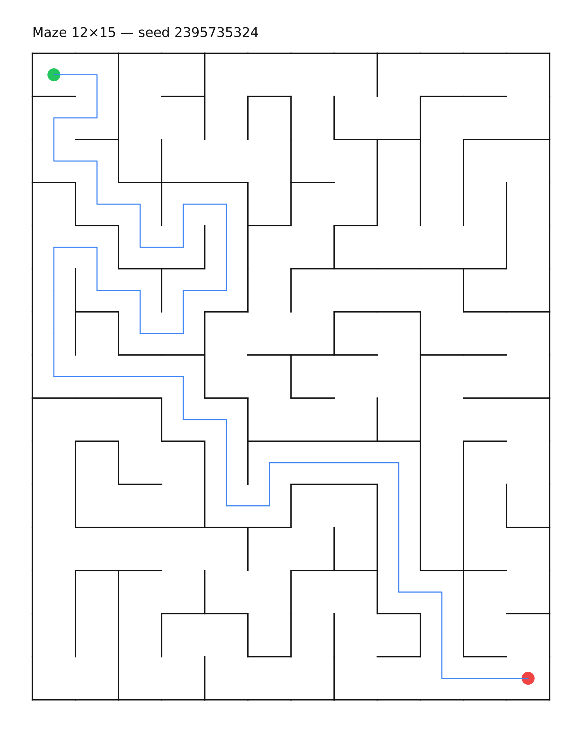 Maze 12×15 #11 — solution