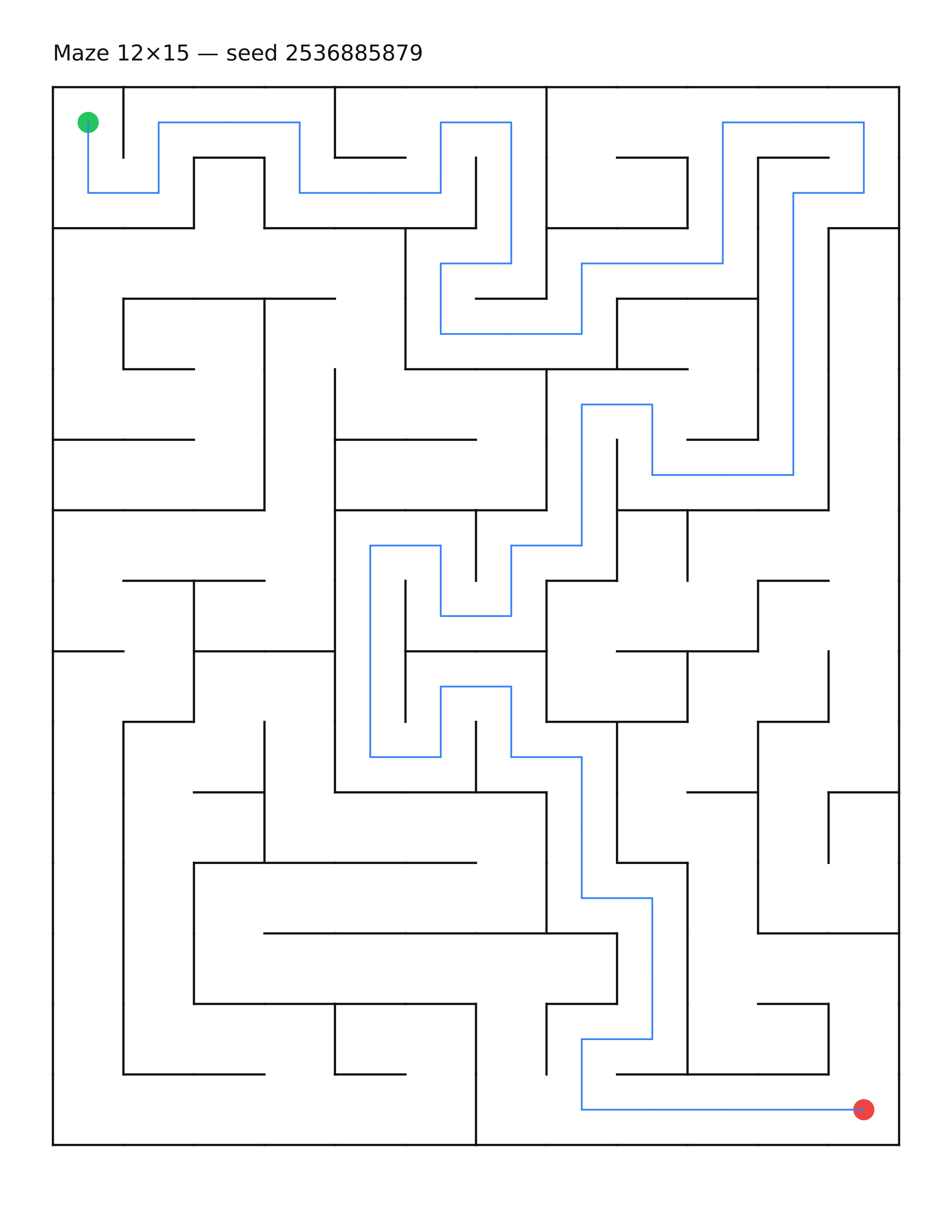 Maze 12×15 #11 — solution