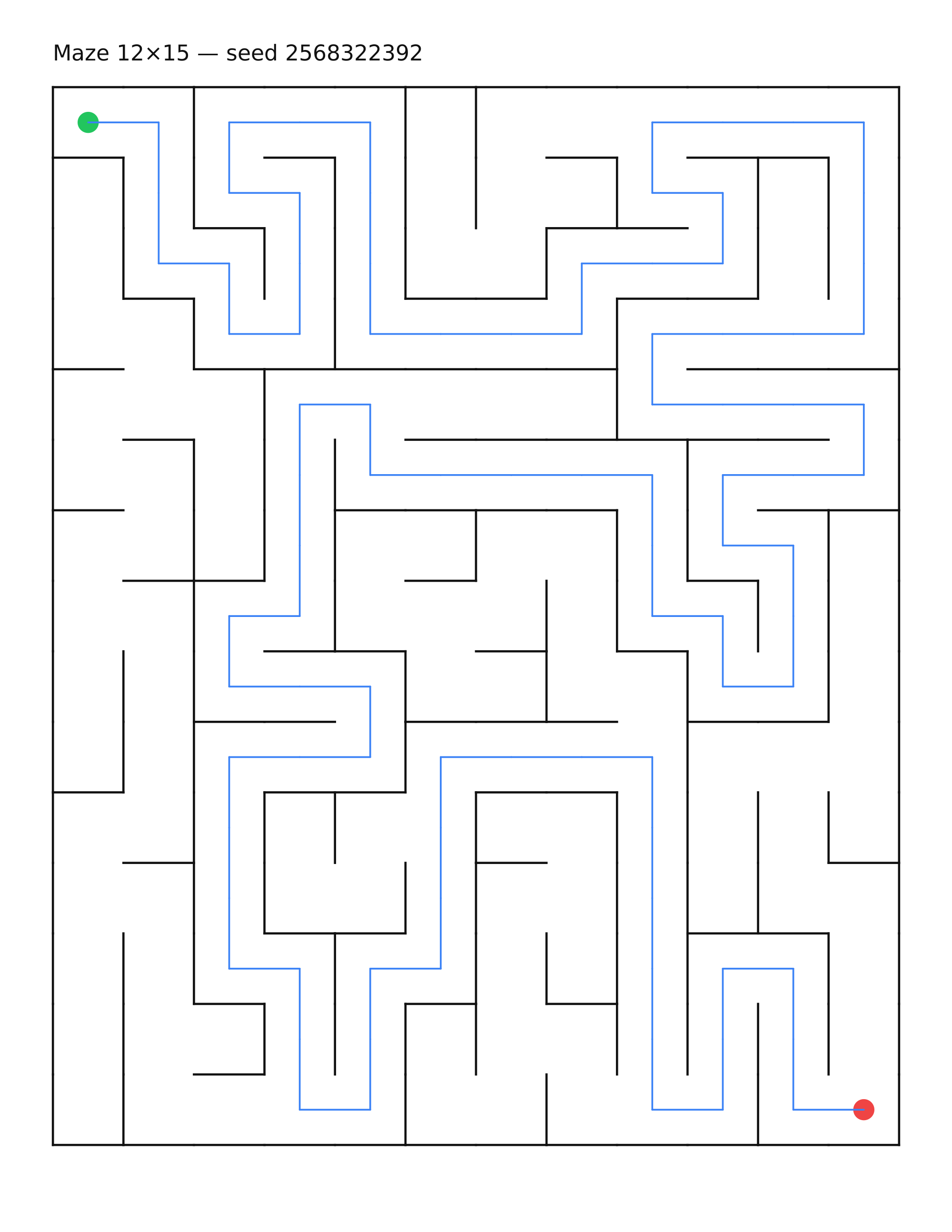 Maze 12×15 #23 — solution