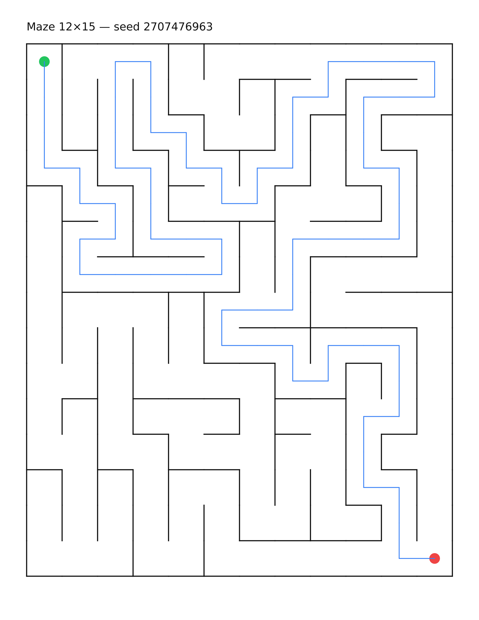 Maze 12×15 #29 — solution