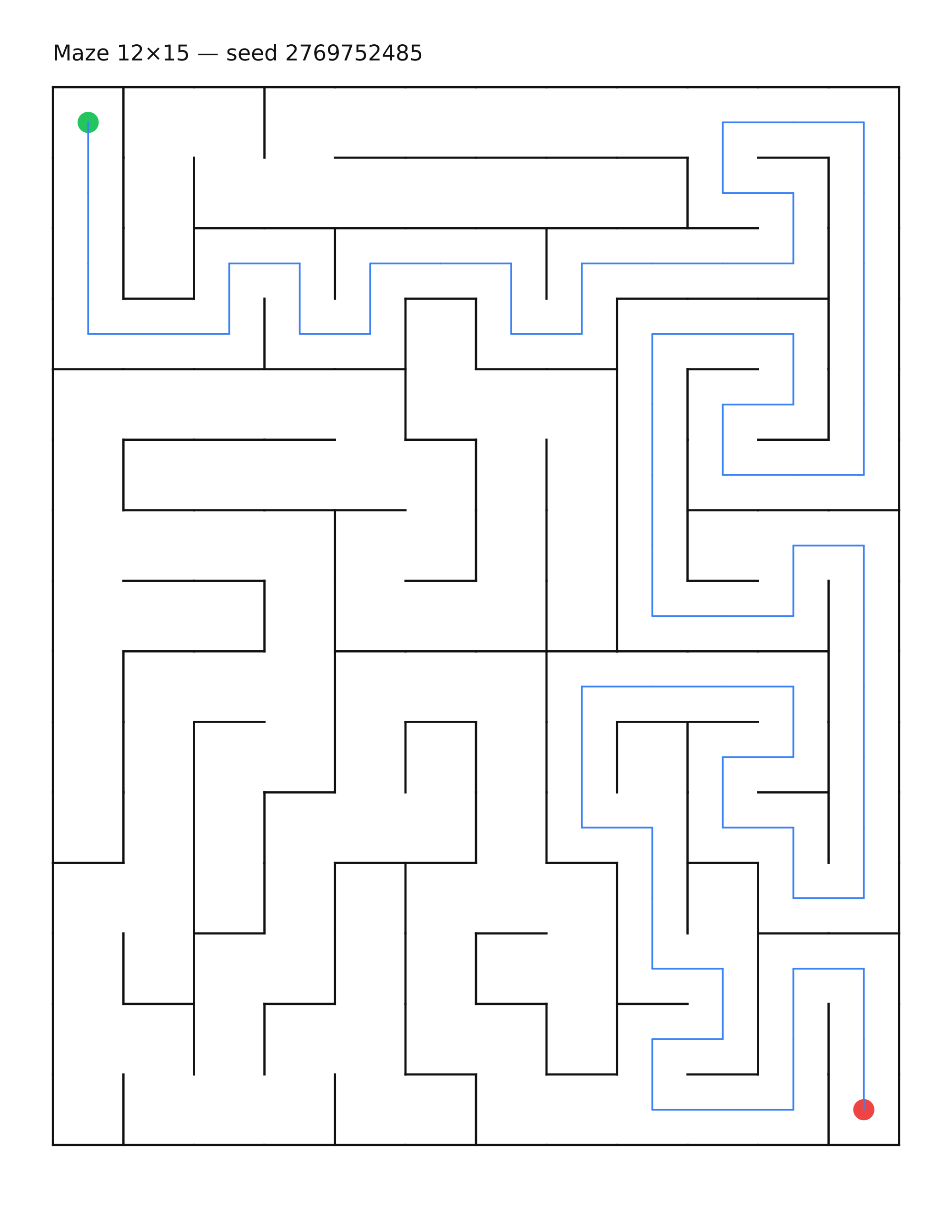 Maze 12×15 #9 — solution
