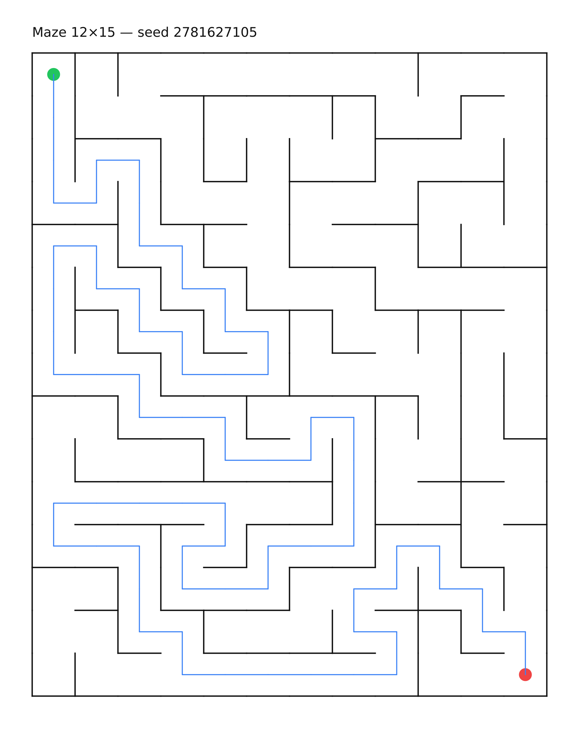 Maze 12×15 #27 — solution