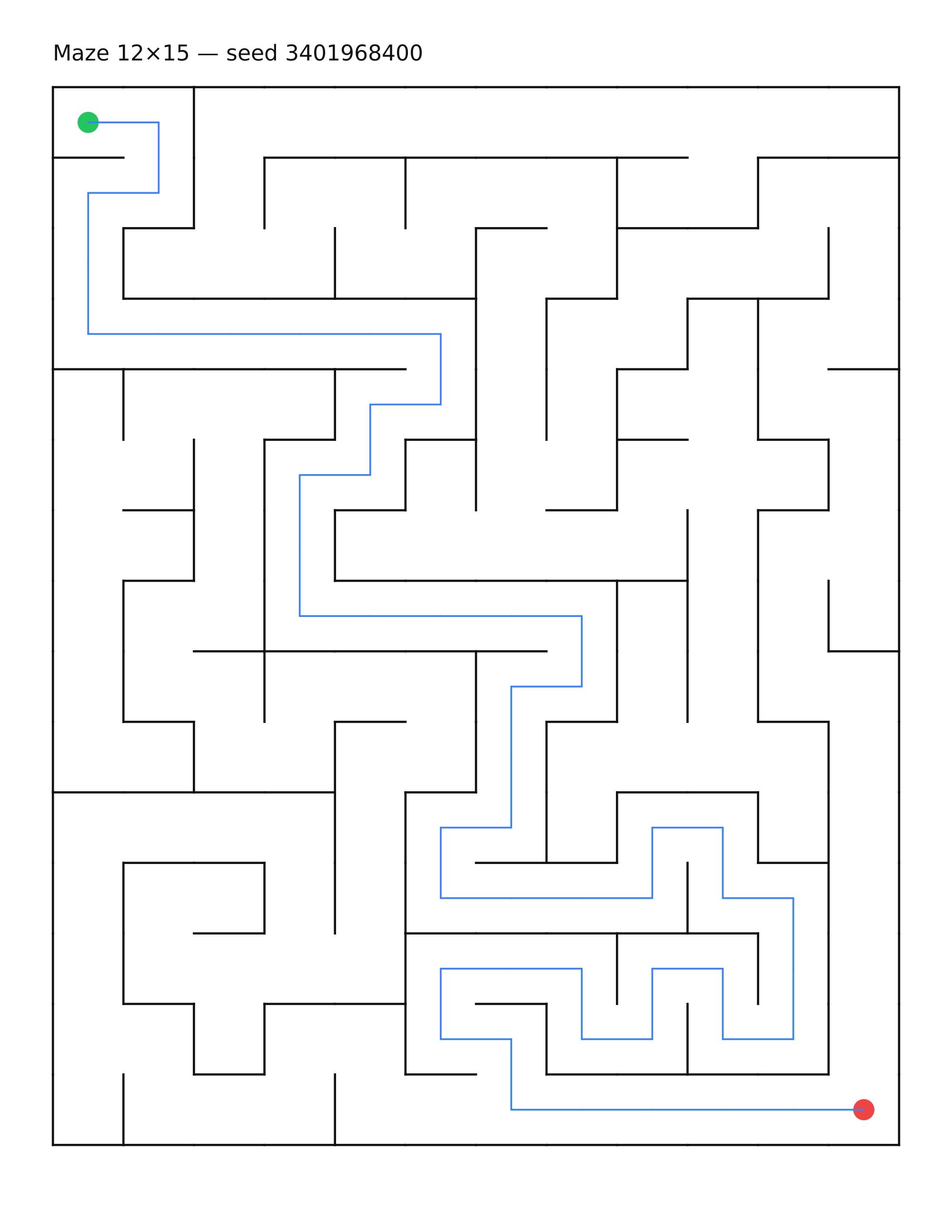 Maze 12×15 #22 — solution
