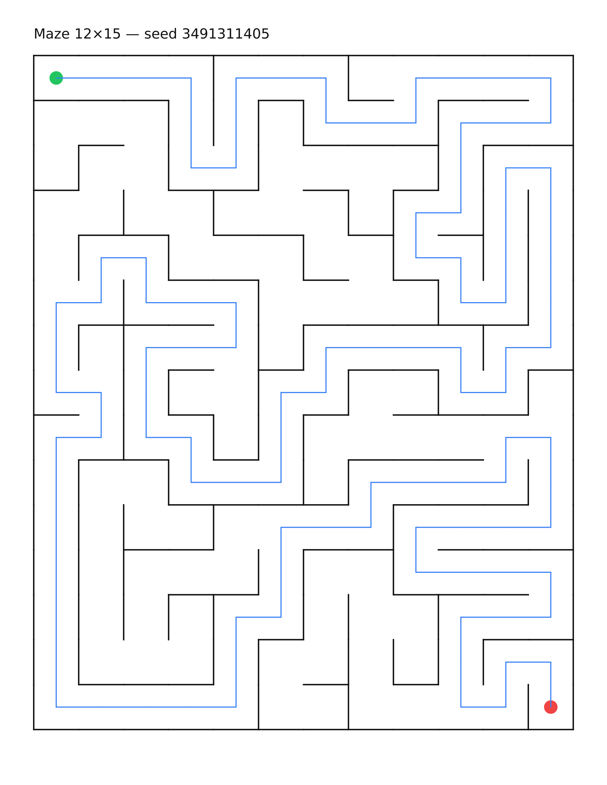 Maze 12×15 #12 — solution