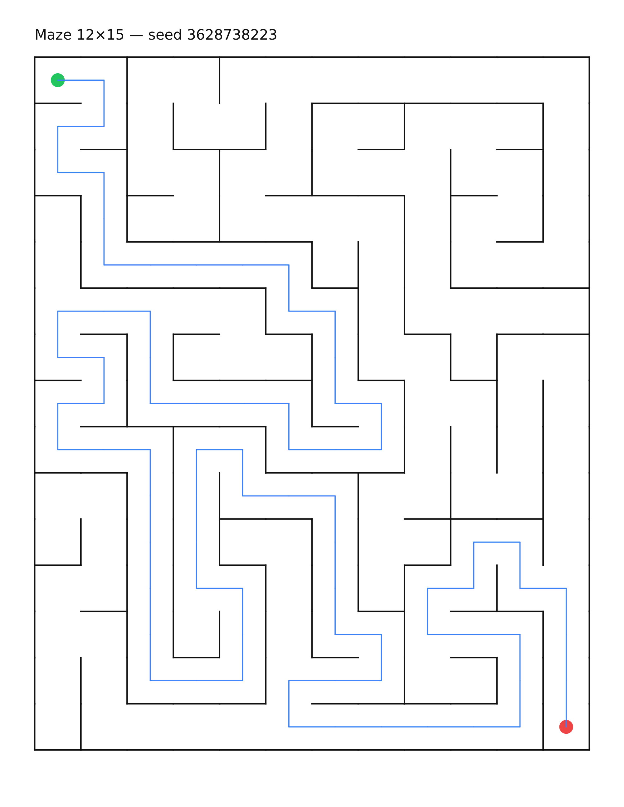 Maze 12×15 #25 — solution