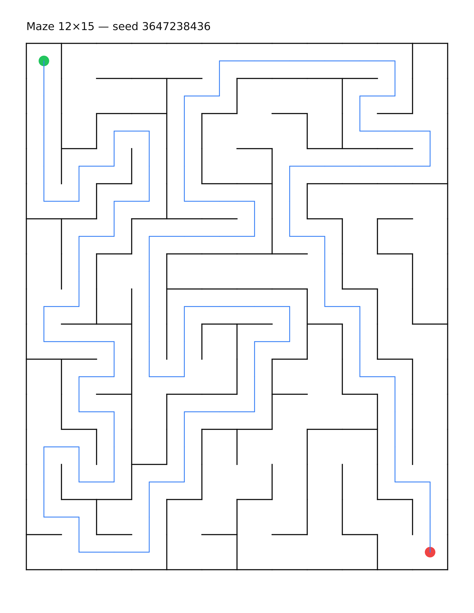 Maze 12×15 #23 — solution