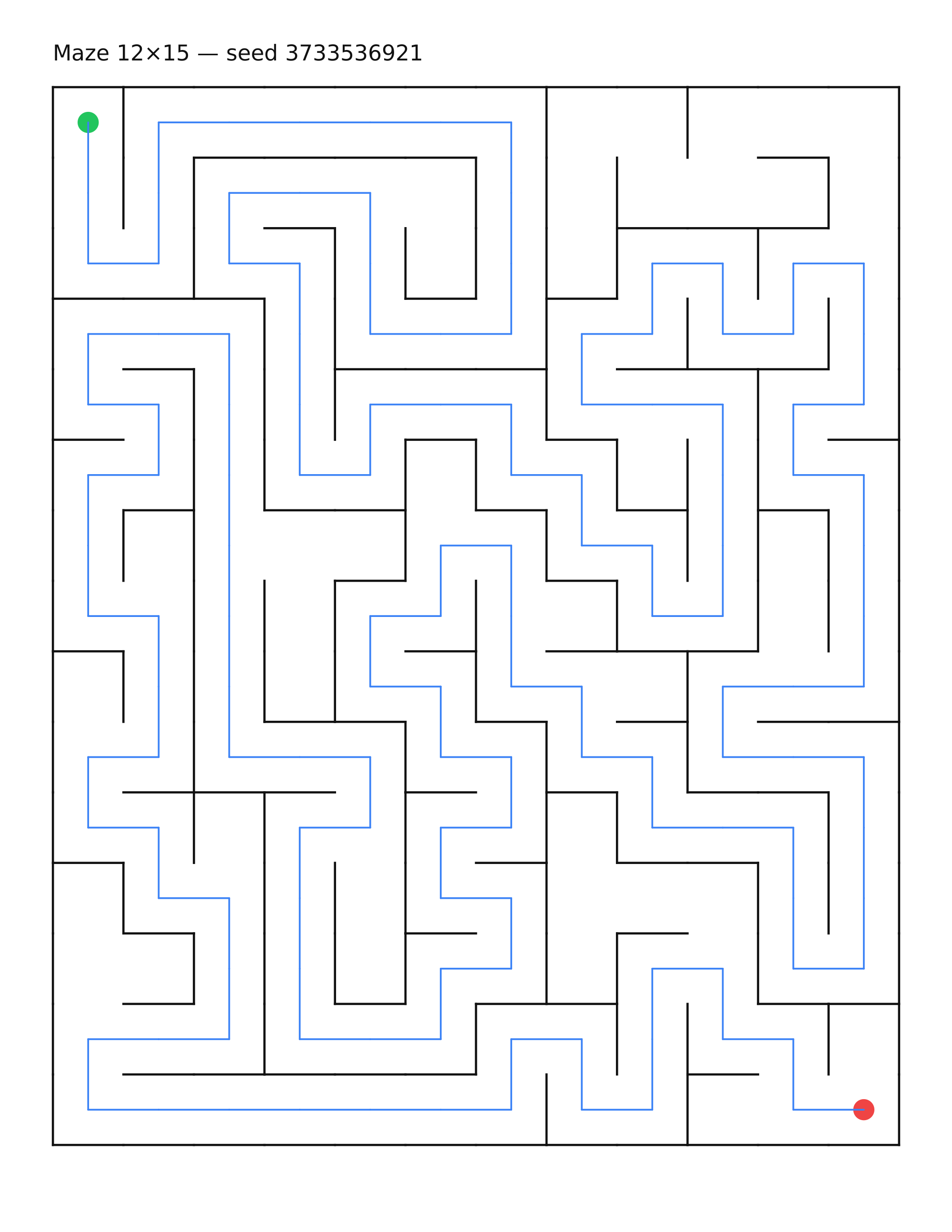 Maze 12×15 #21 — solution
