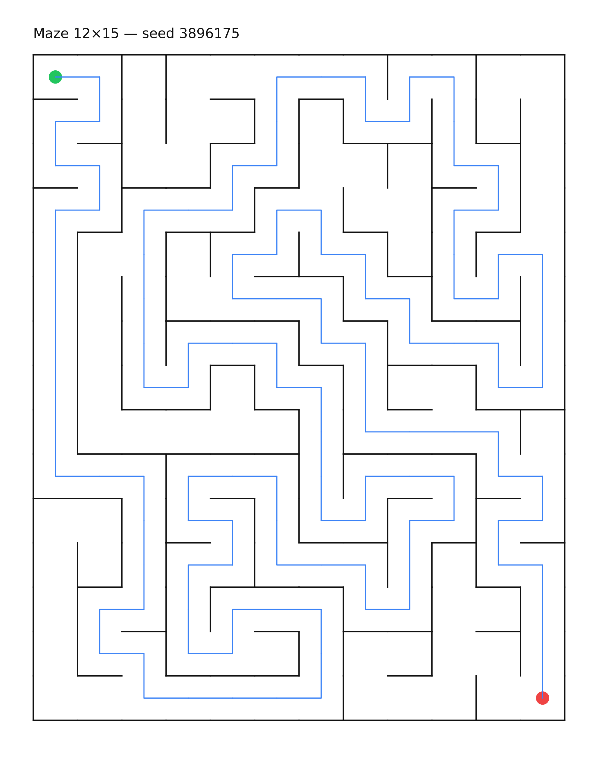 Maze 12×15 #26 — solution