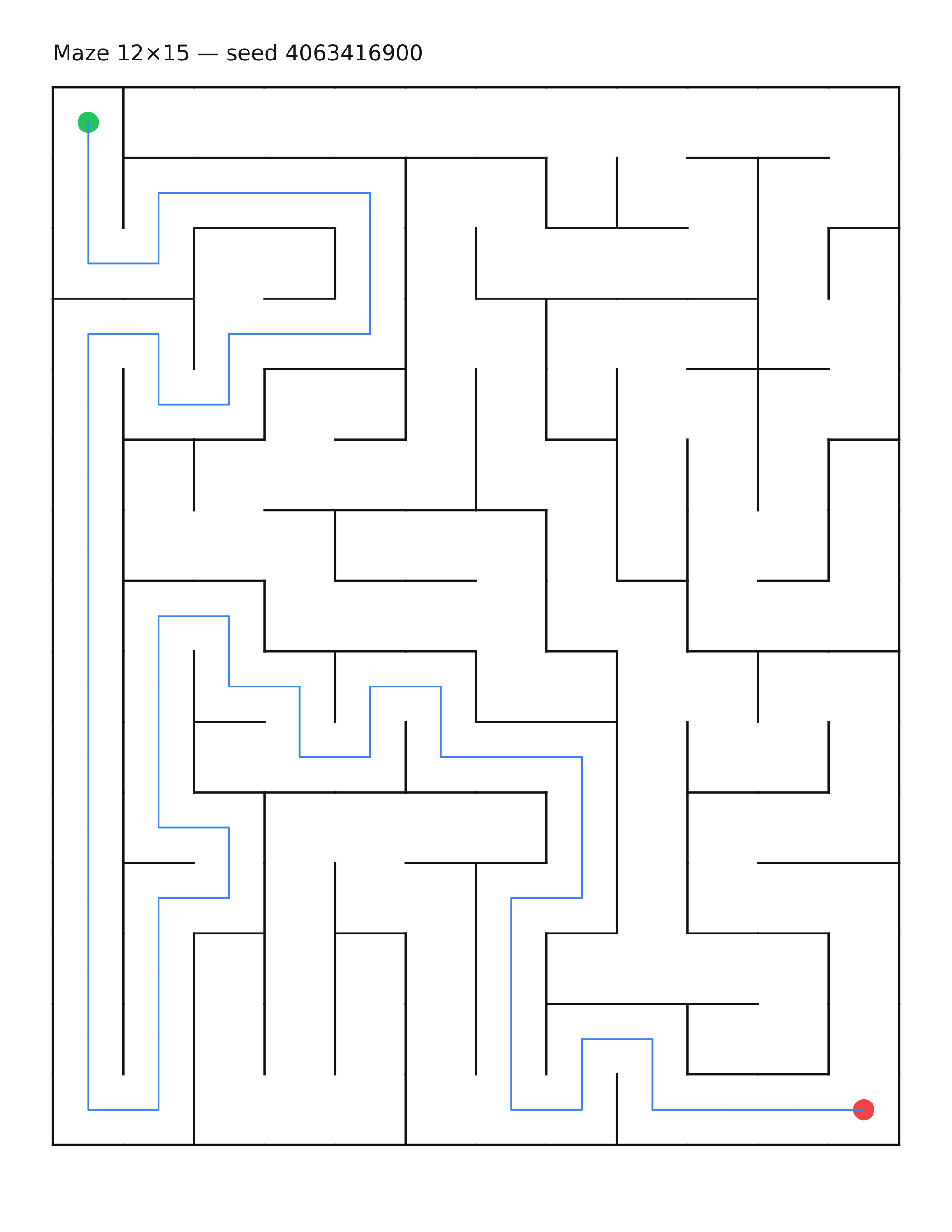 Maze 12×15 #23 — solution