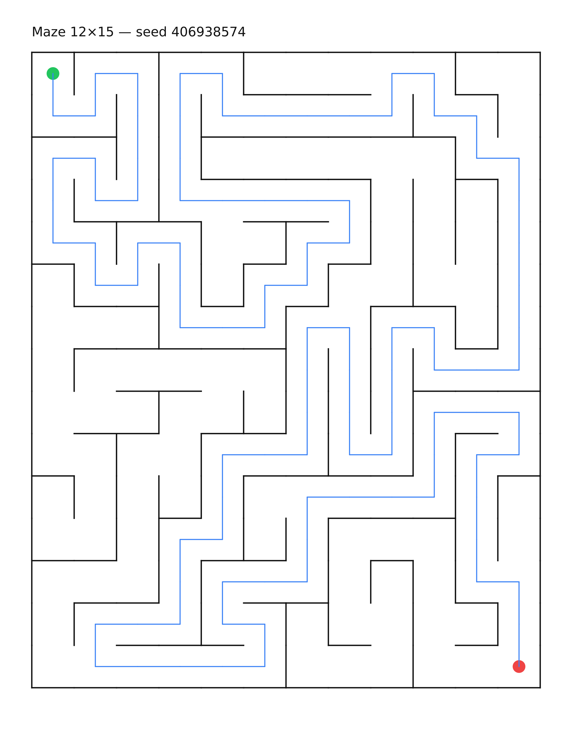 Maze 12×15 #24 — solution
