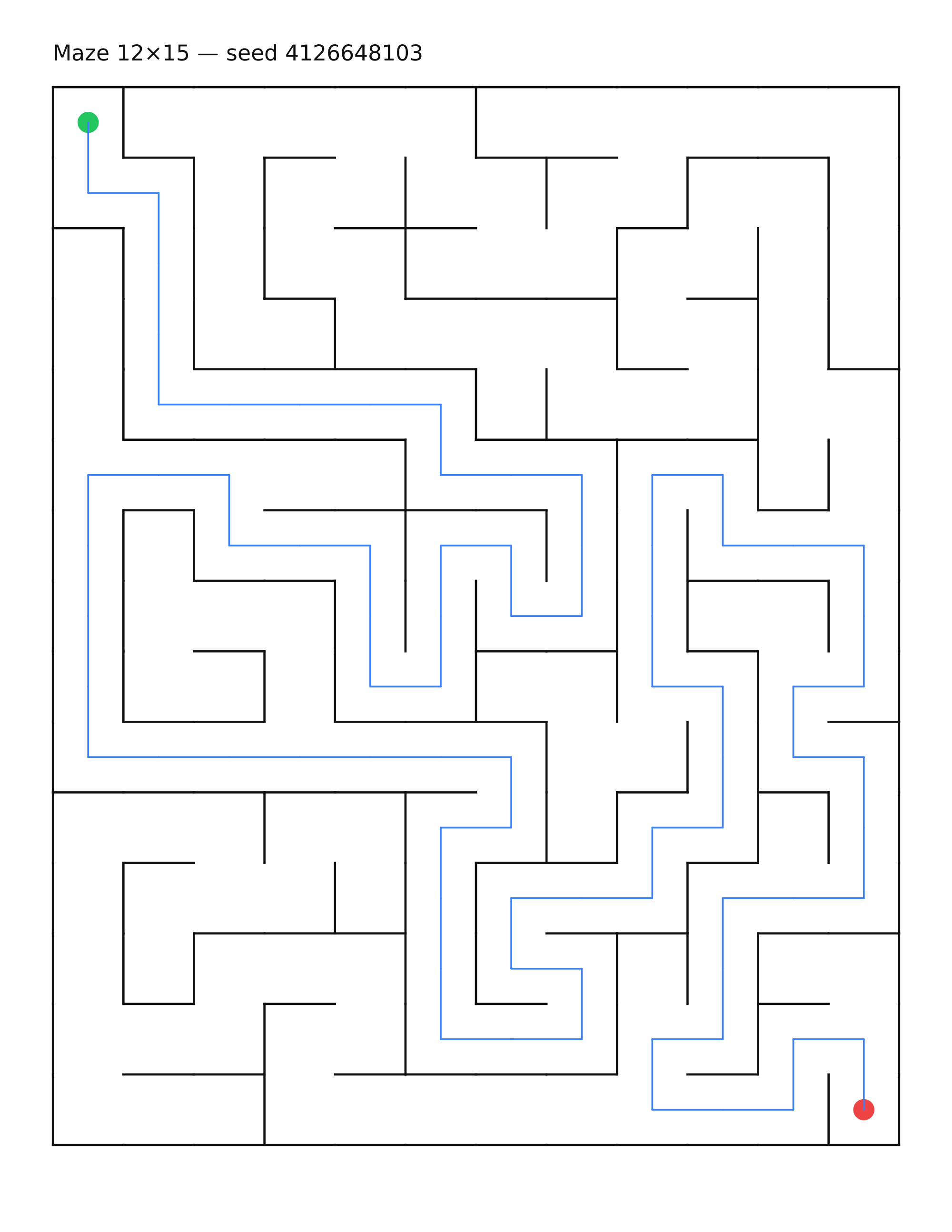Maze 12×15 #25 — solution