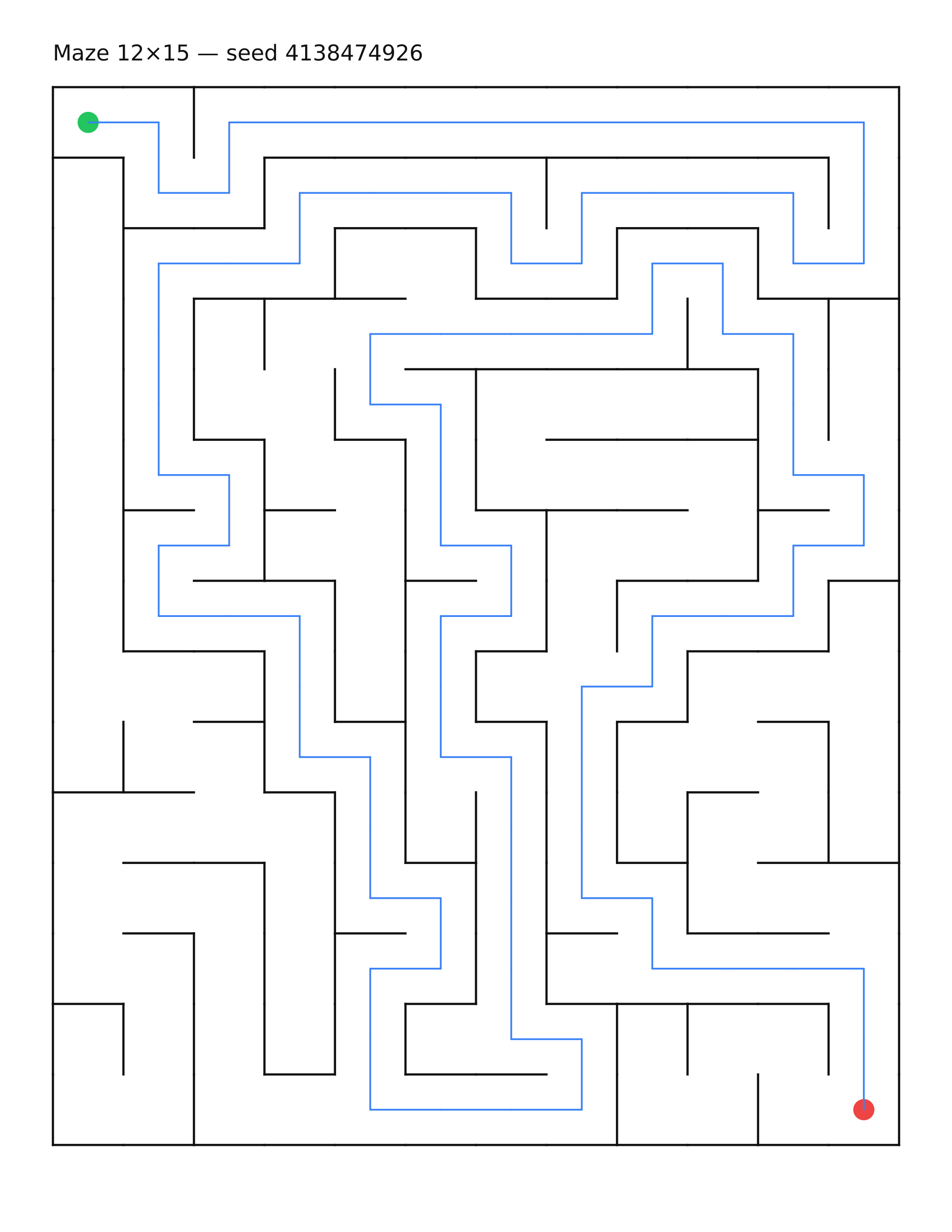 Maze 12×15 #8 — solution