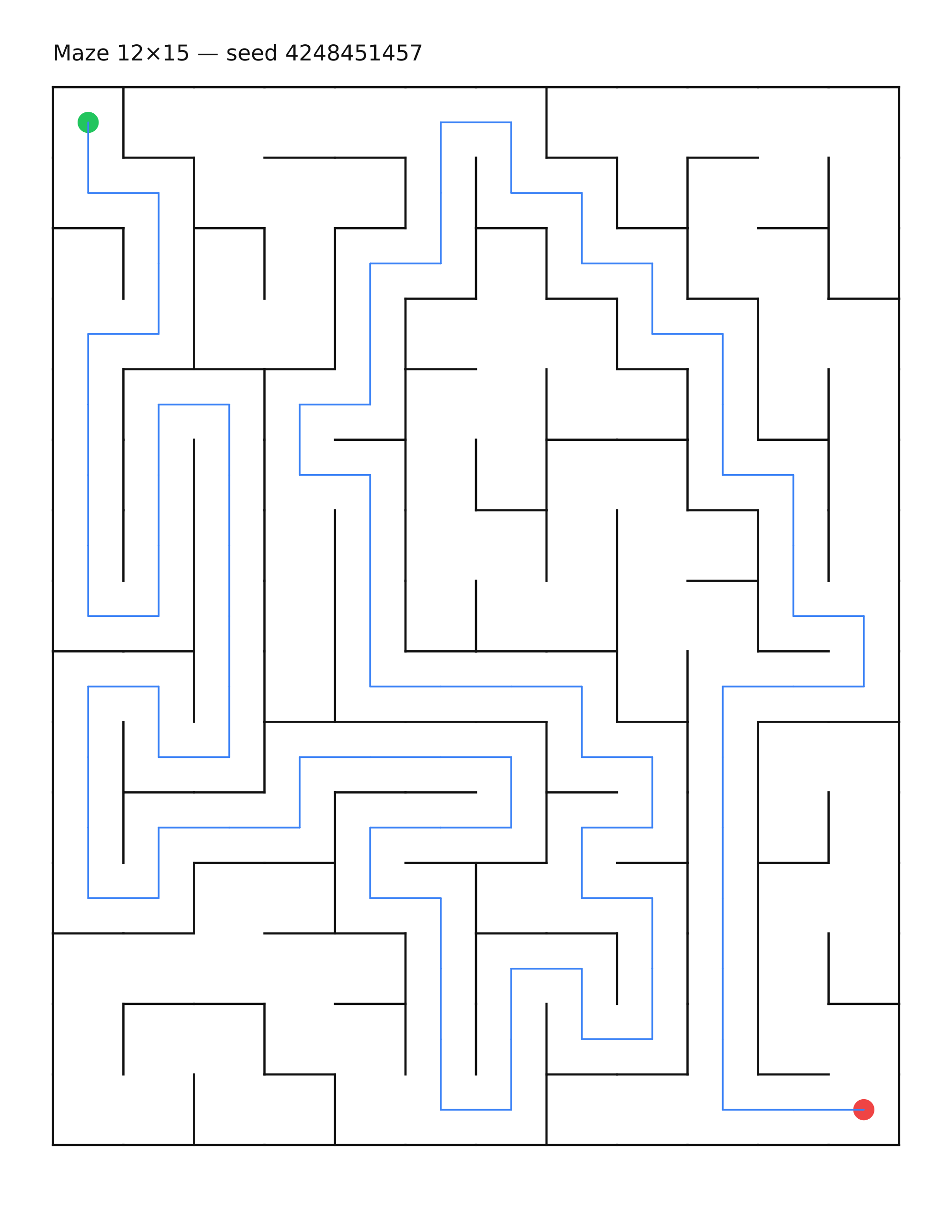 Maze 12×15 #26 — solution