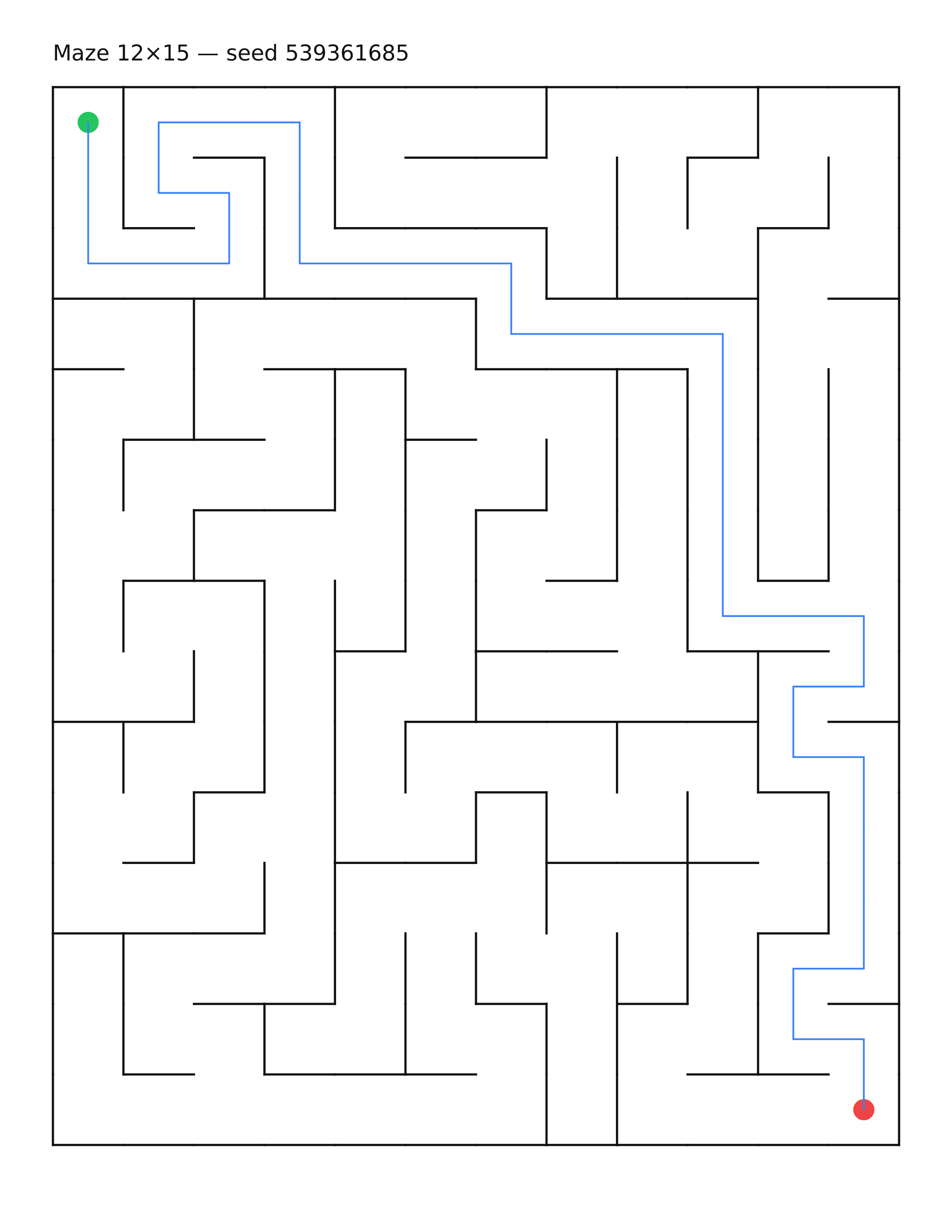 Maze 12×15 #26 — solution