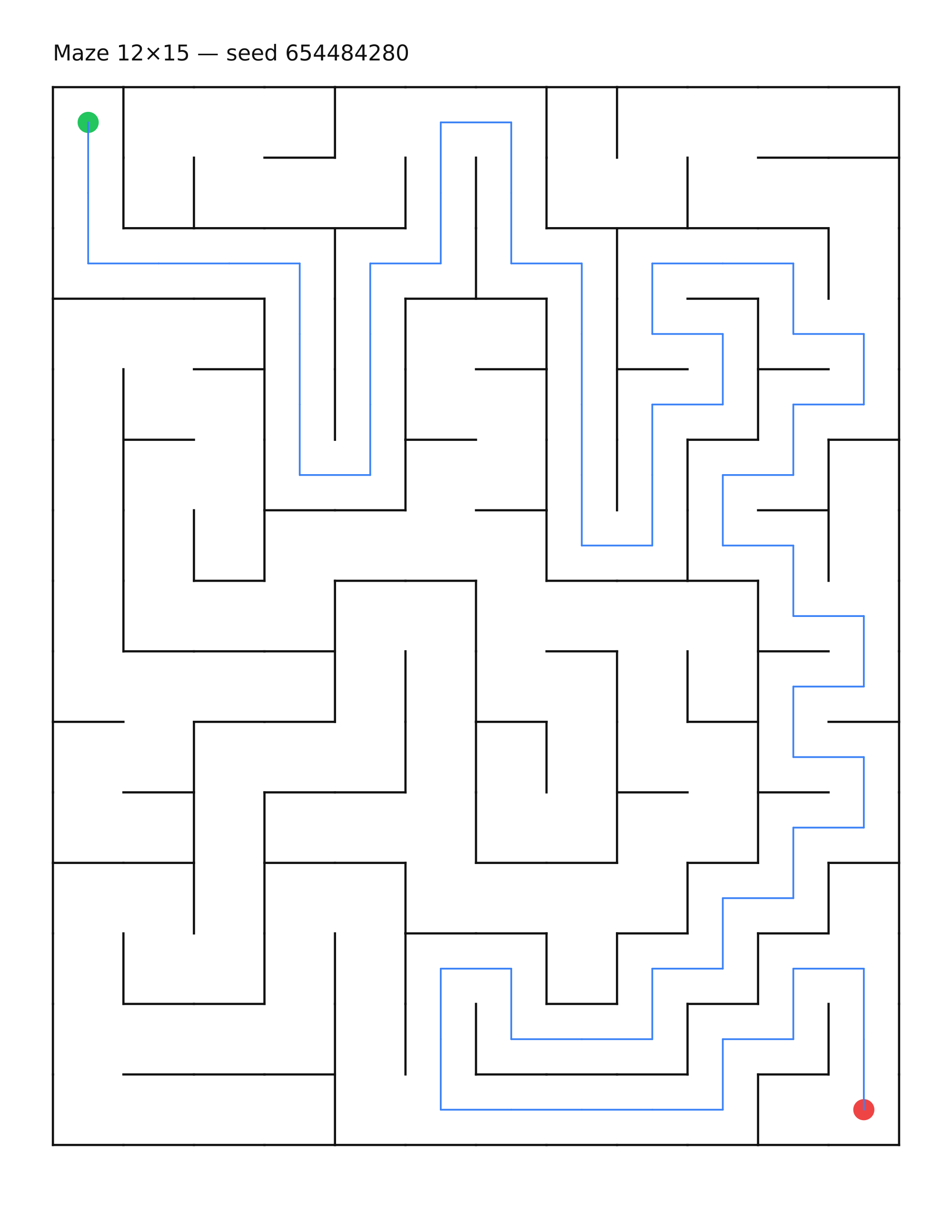 Maze 12×15 #21 — solution
