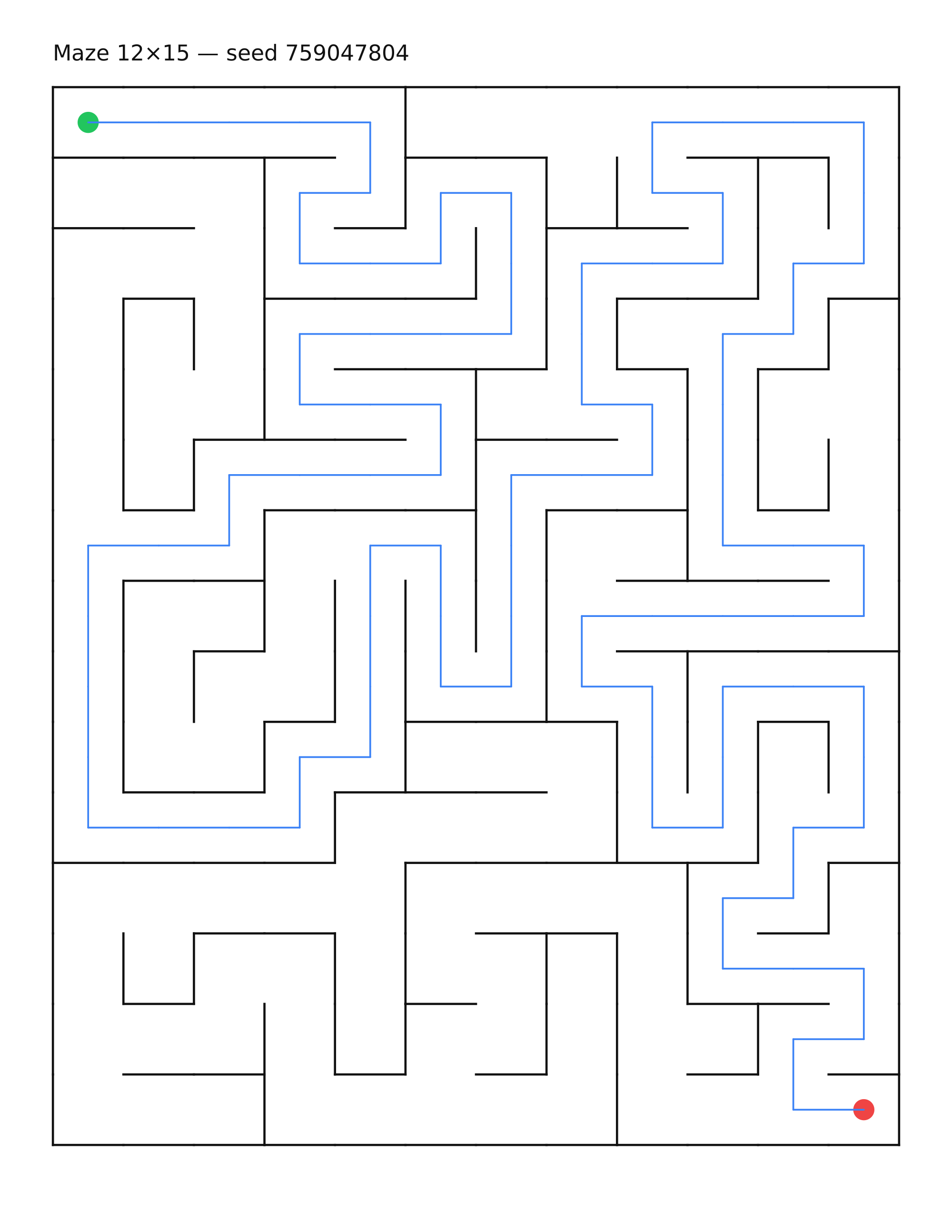 Maze 12×15 #21 — solution