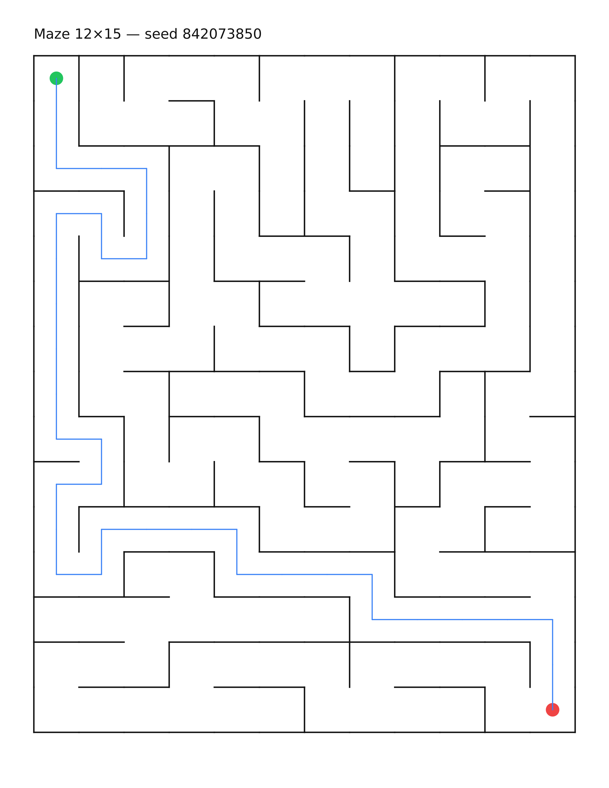 Maze 12×15 #16 — solution