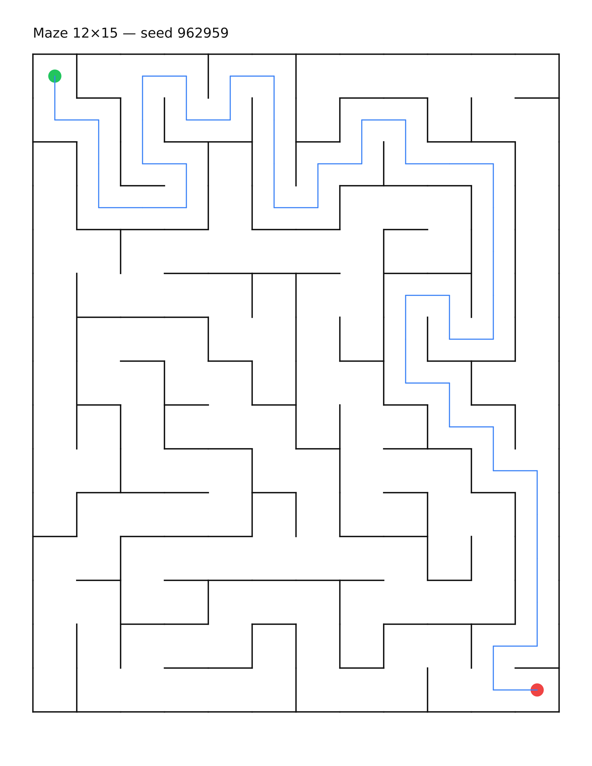 Maze 12×15 #22 — solution