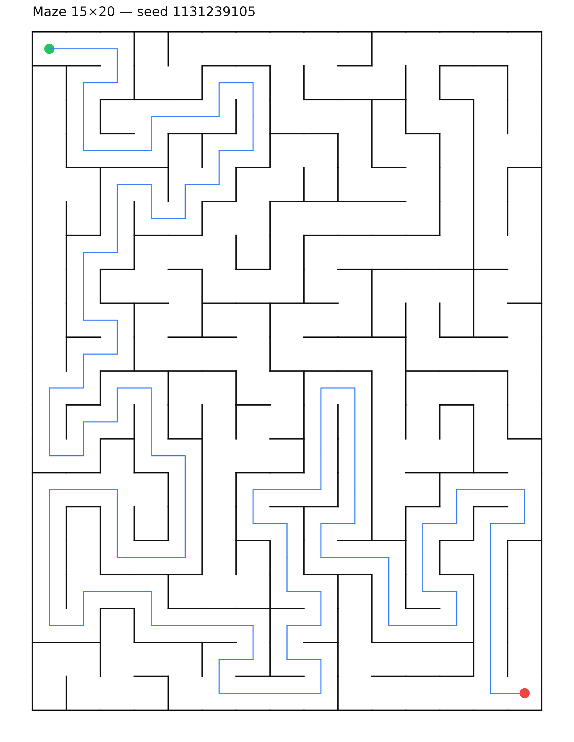 Maze 15×20 #4 — solution