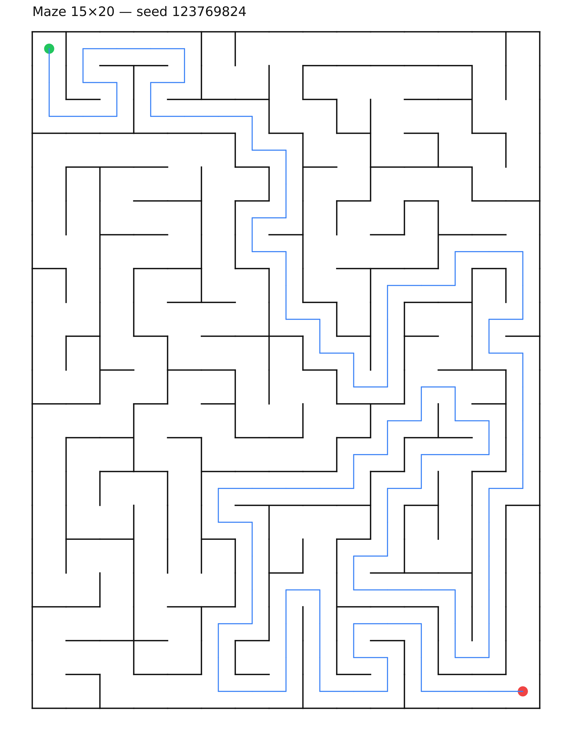 Maze 15×20 #7 — solution