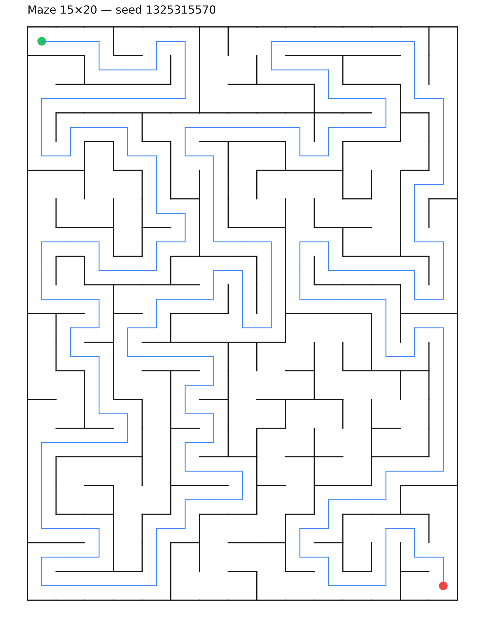 Maze 15×20 #23 — solution