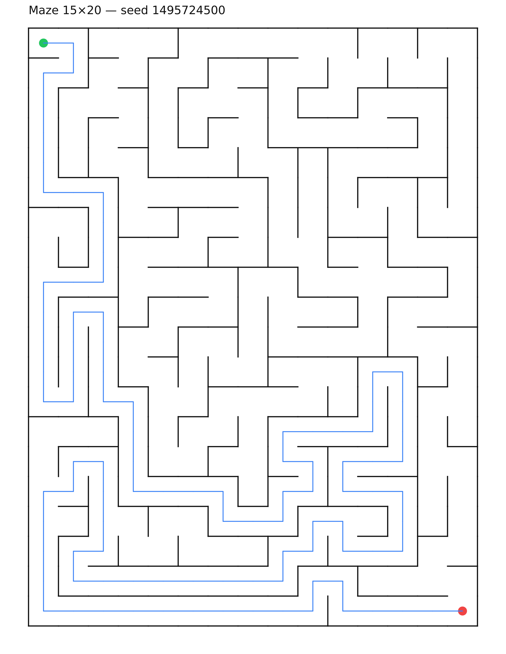 Maze 15×20 #26 — solution