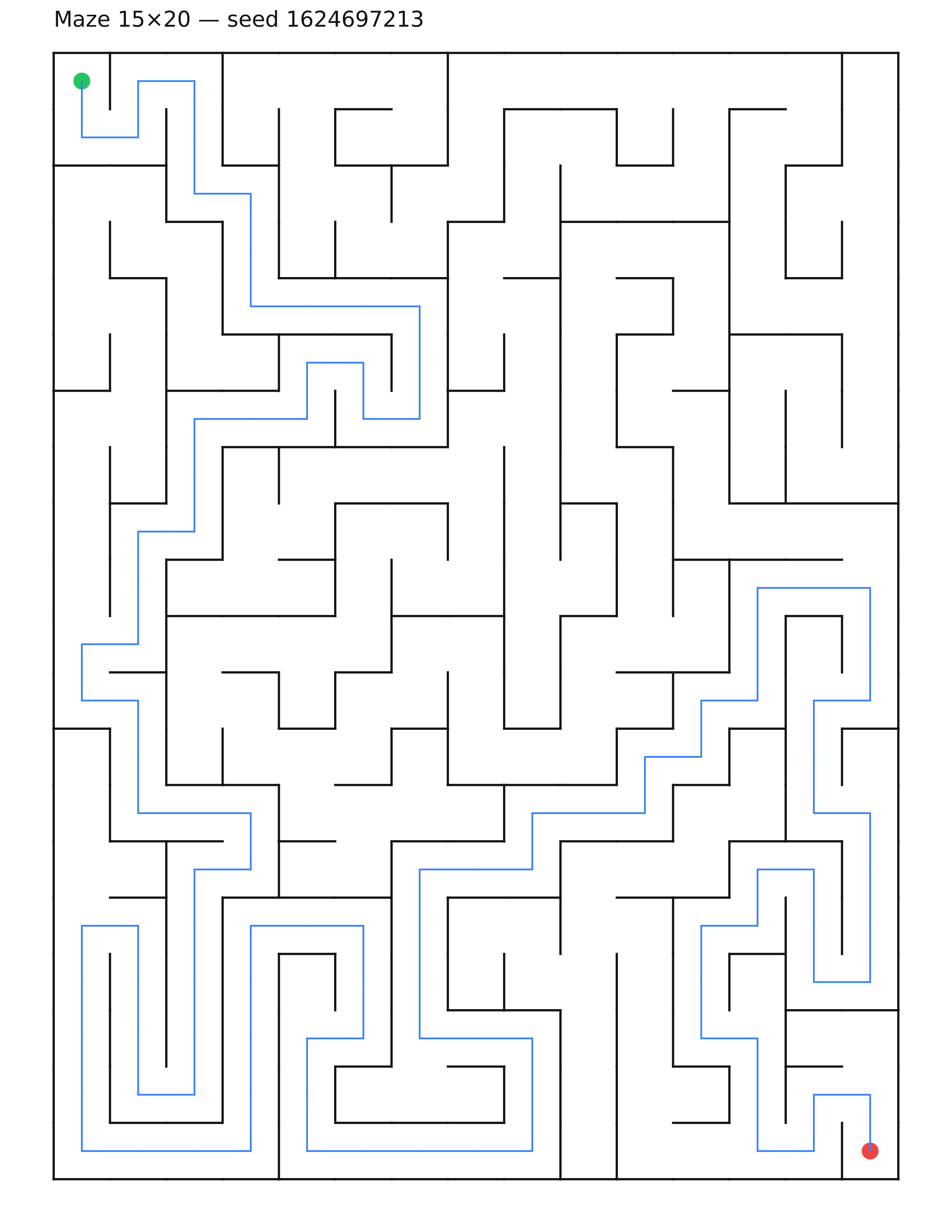 Maze 15×20 #14 — solution