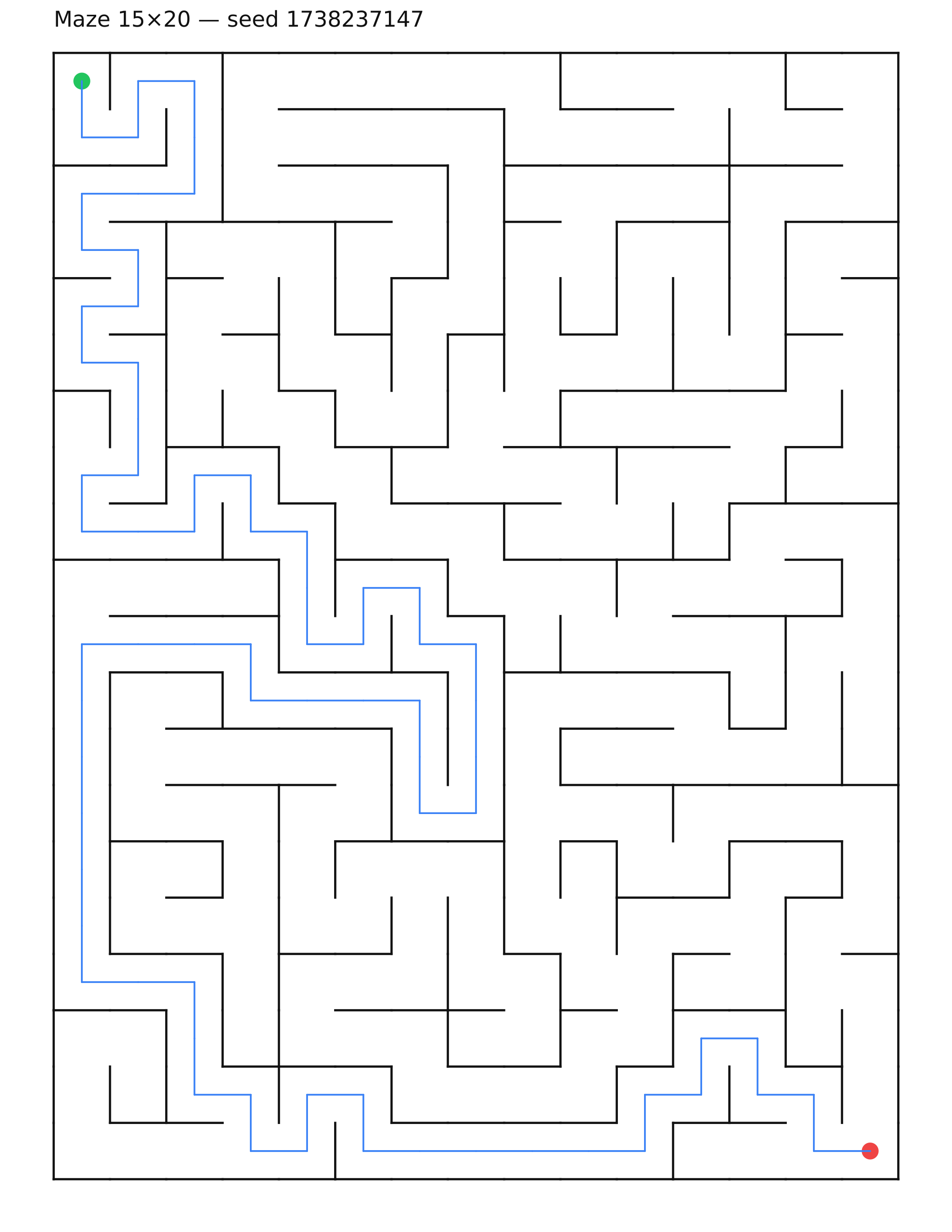 Maze 15×20 #32 — solution