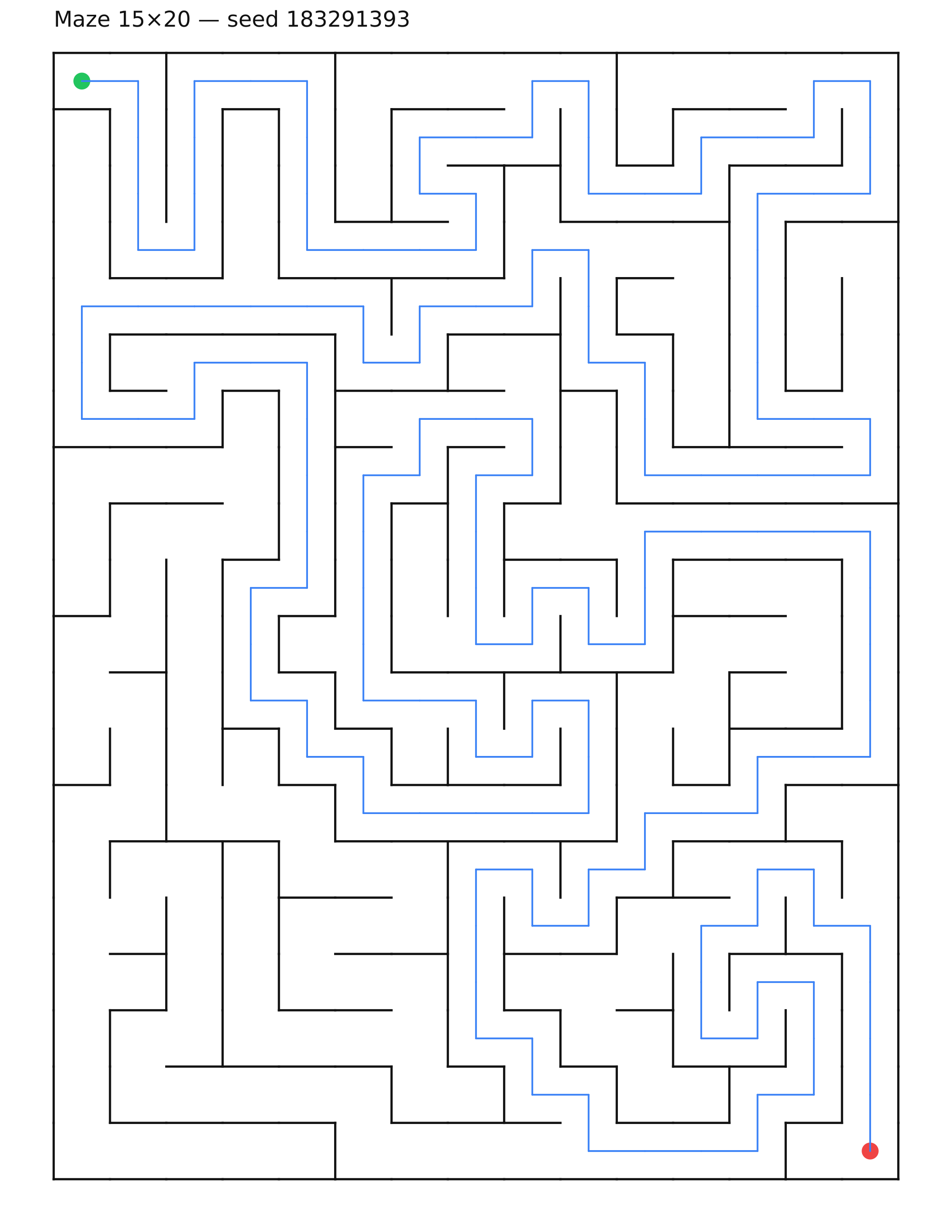 Maze 15×20 #7 — solution
