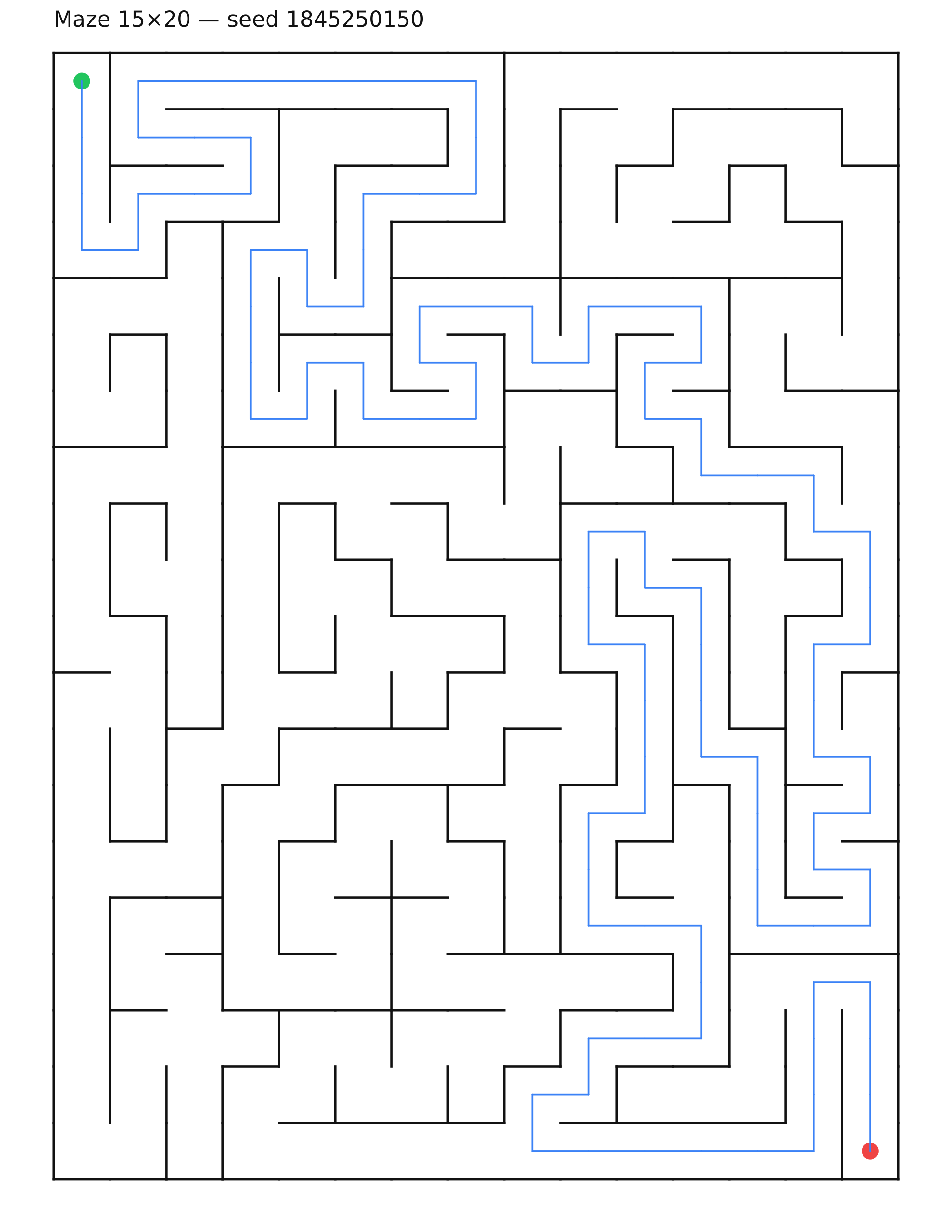 Maze 15×20 #32 — solution