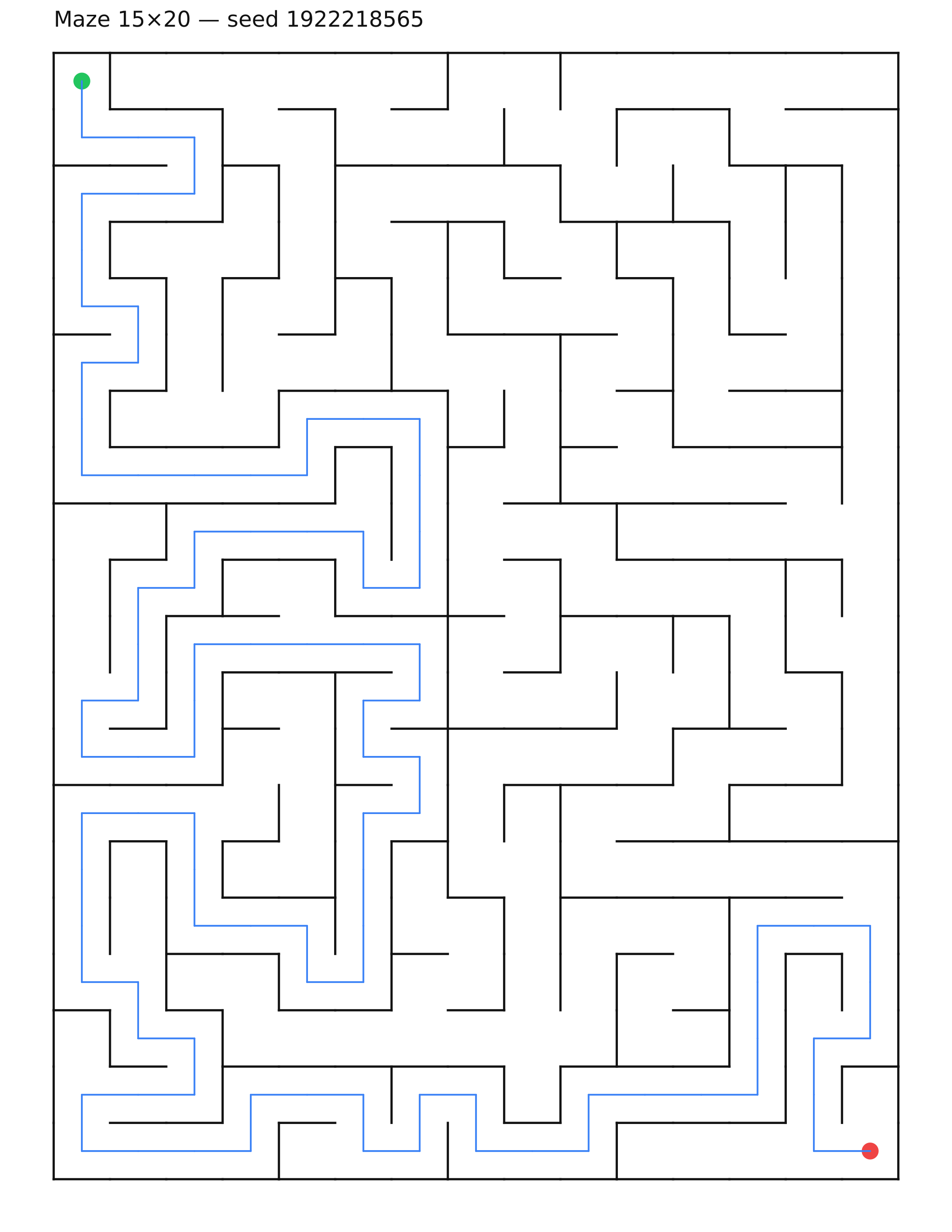 Maze 15×20 #32 — solution