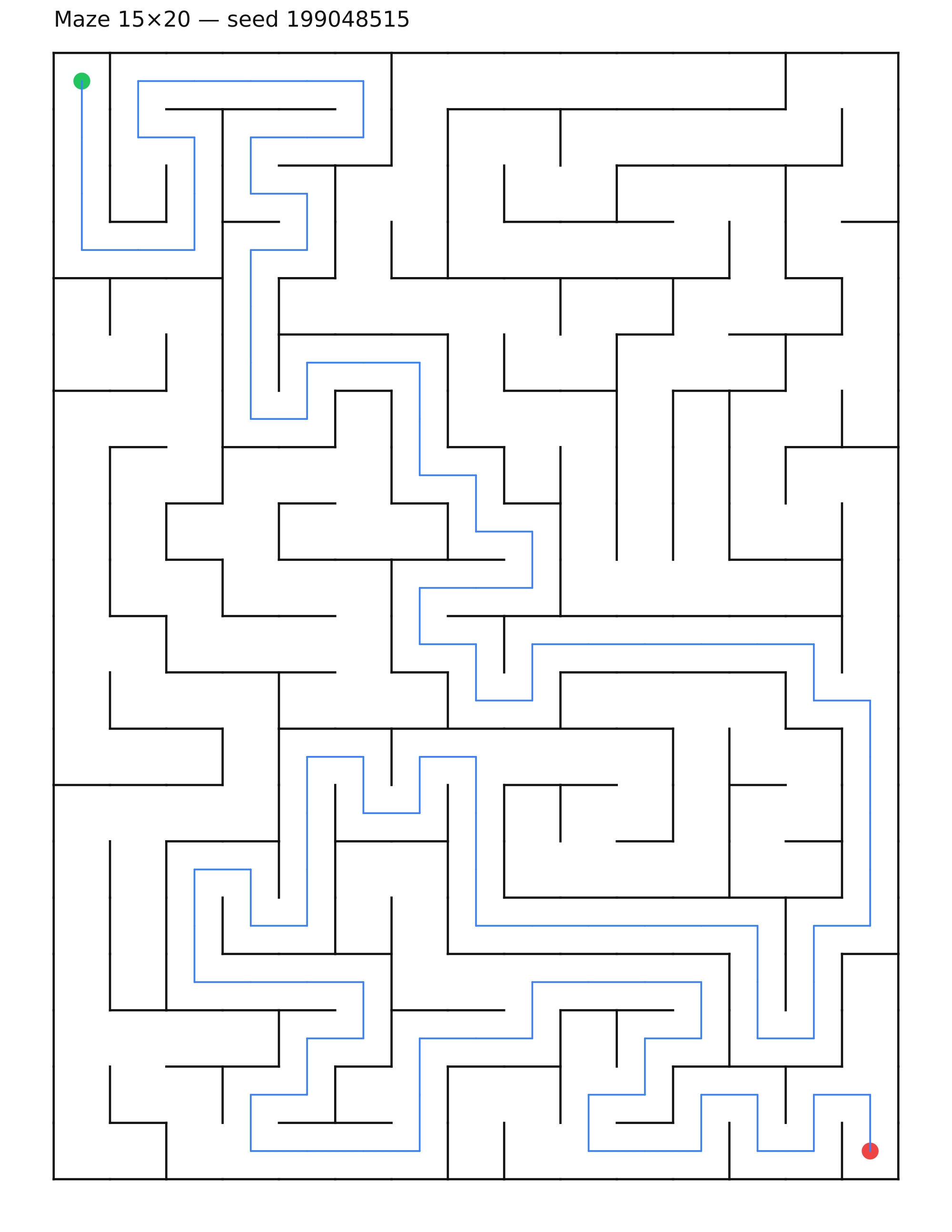Maze 15×20 #10 — solution