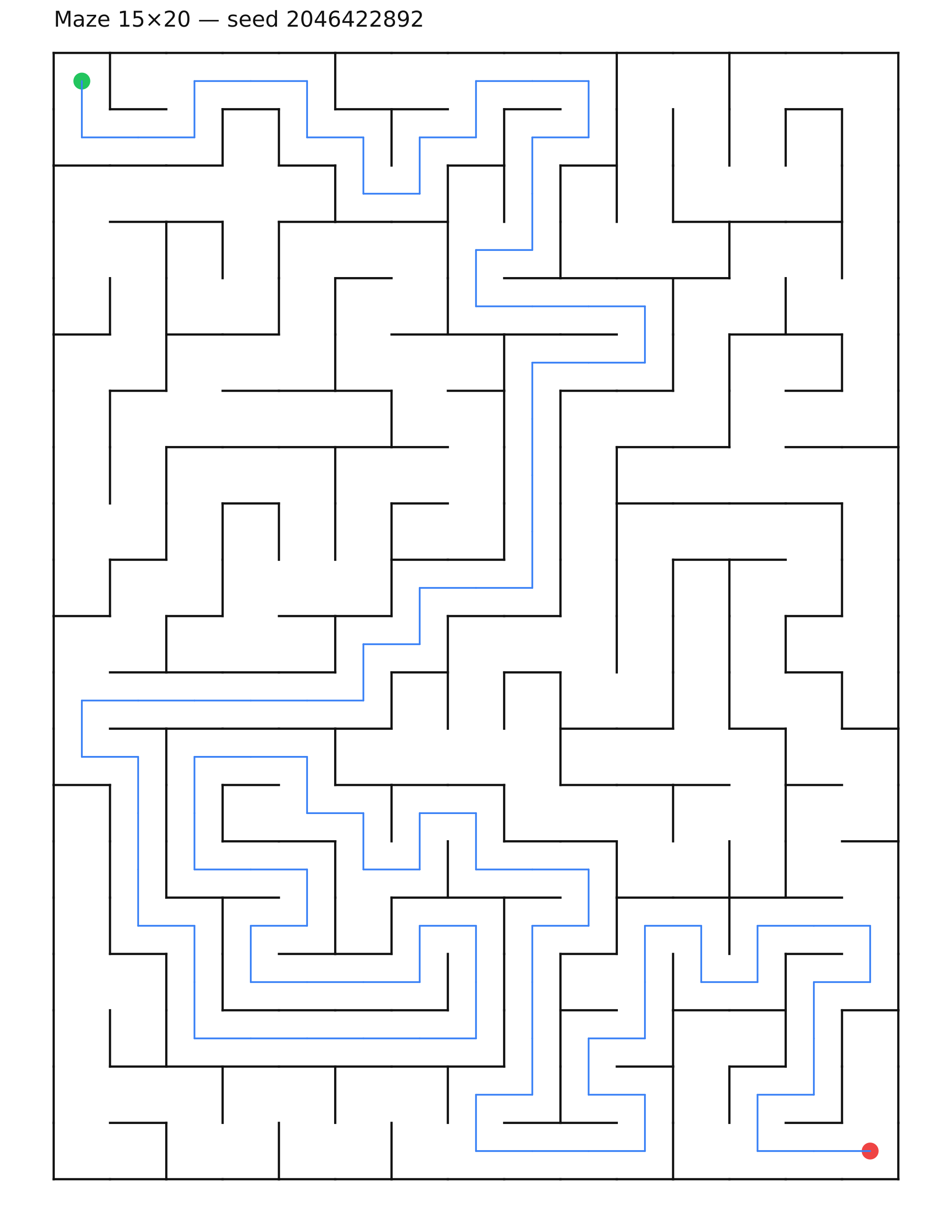 Maze 15×20 #19 — solution