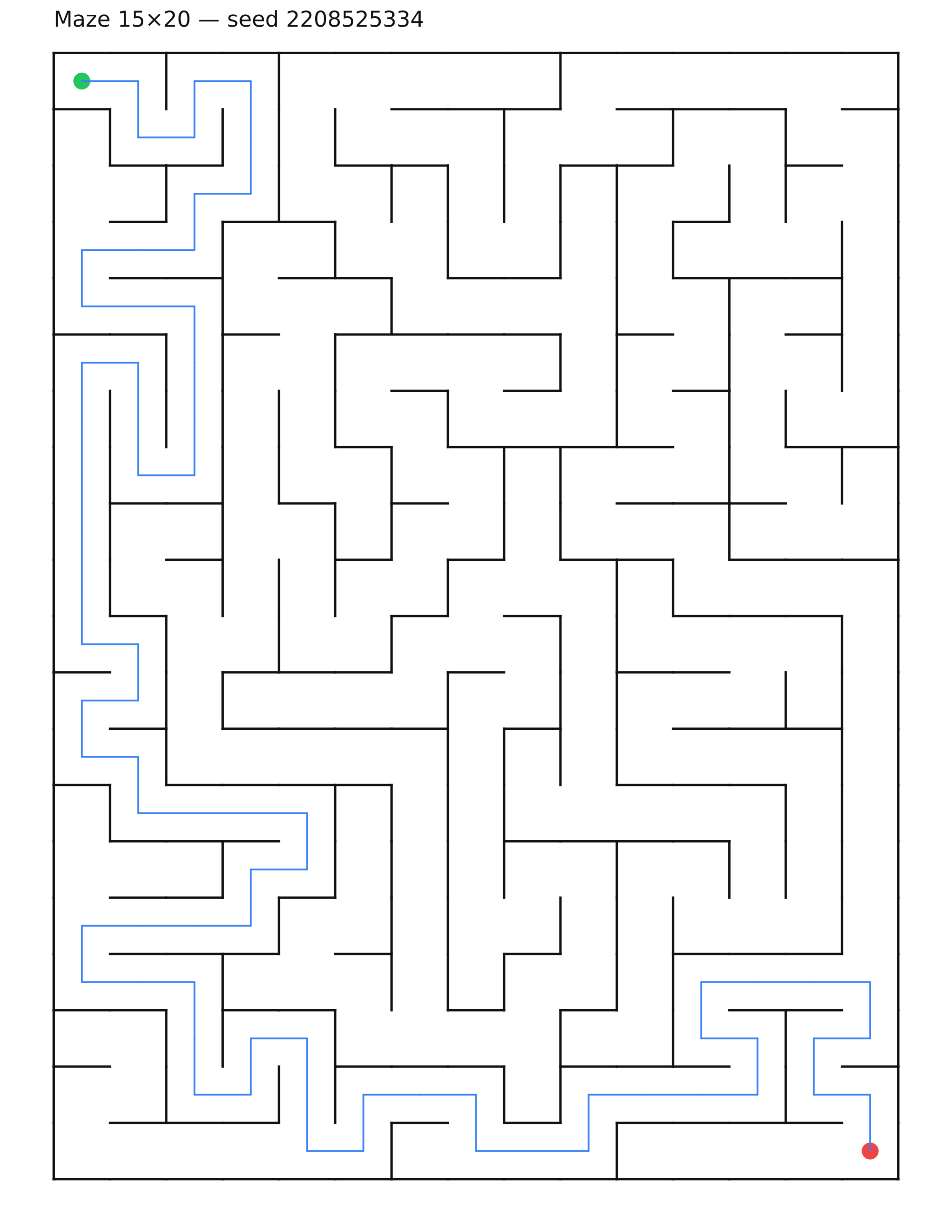 Maze 15×20 #5 — solution