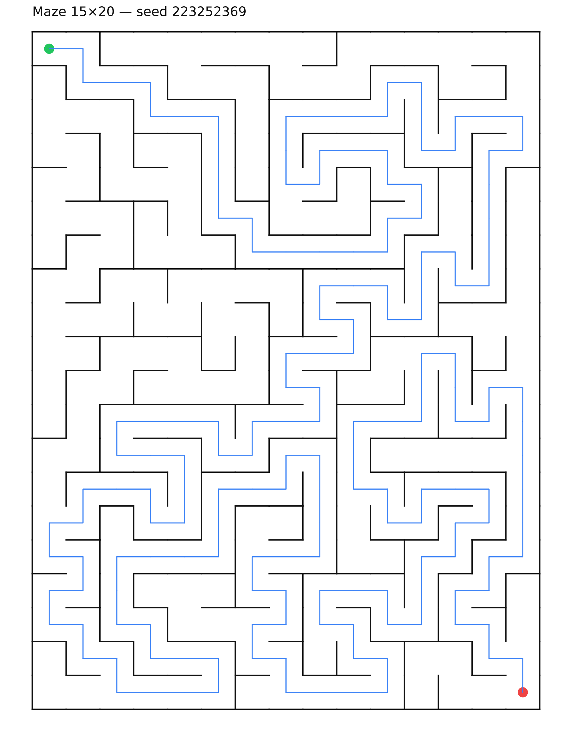 Maze 15×20 #15 — solution