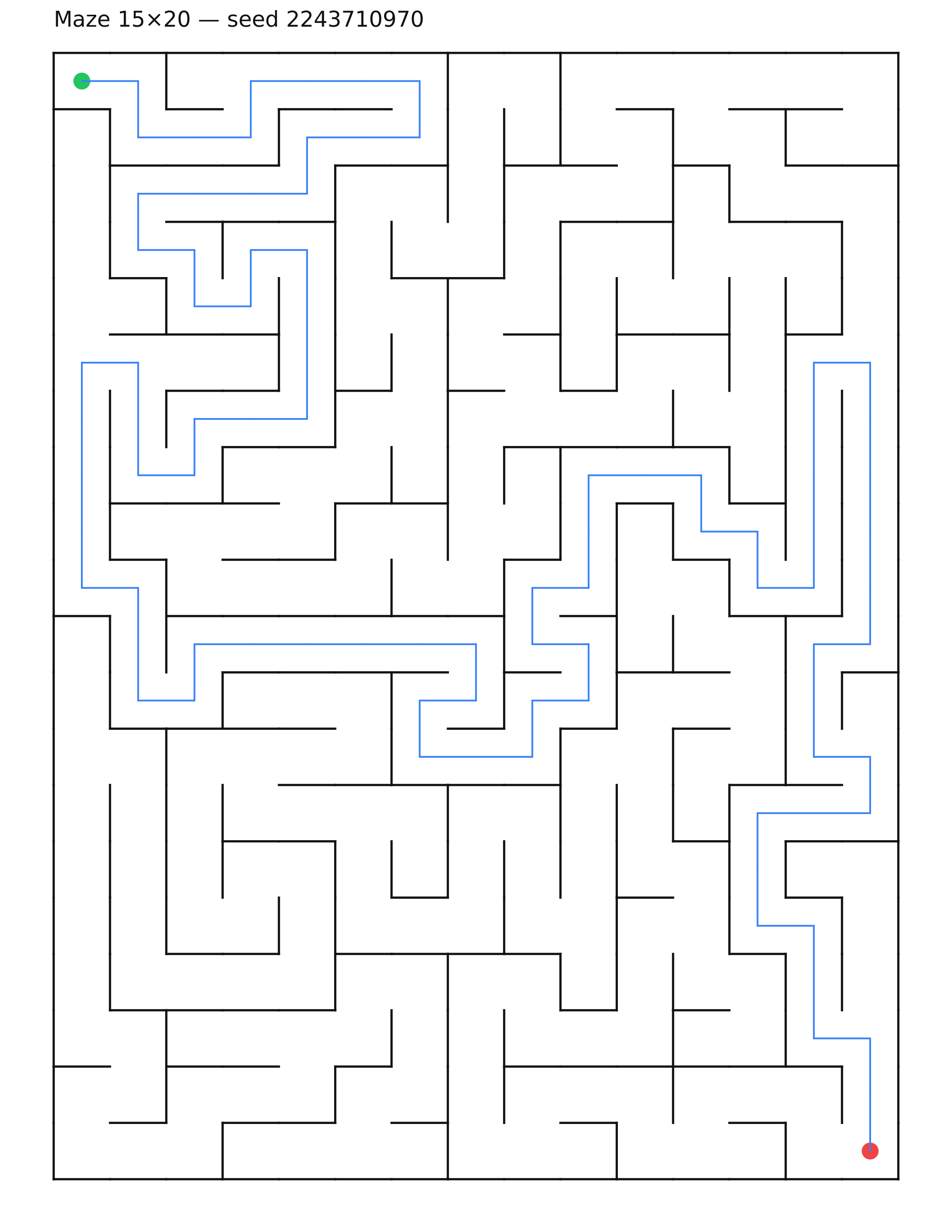 Maze 15×20 #8 — solution